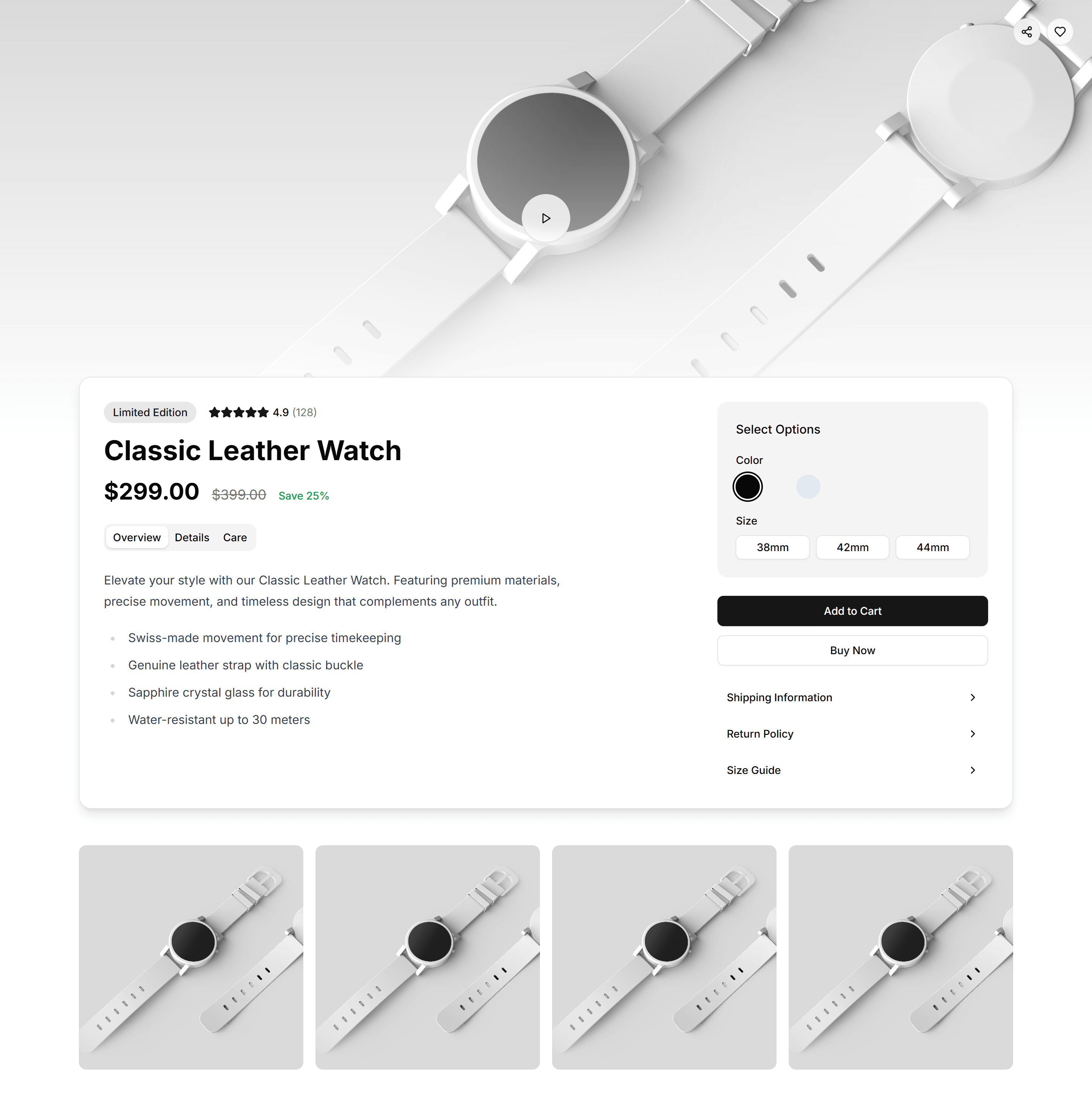 Ecommerce Product Overview: Immersive Overview