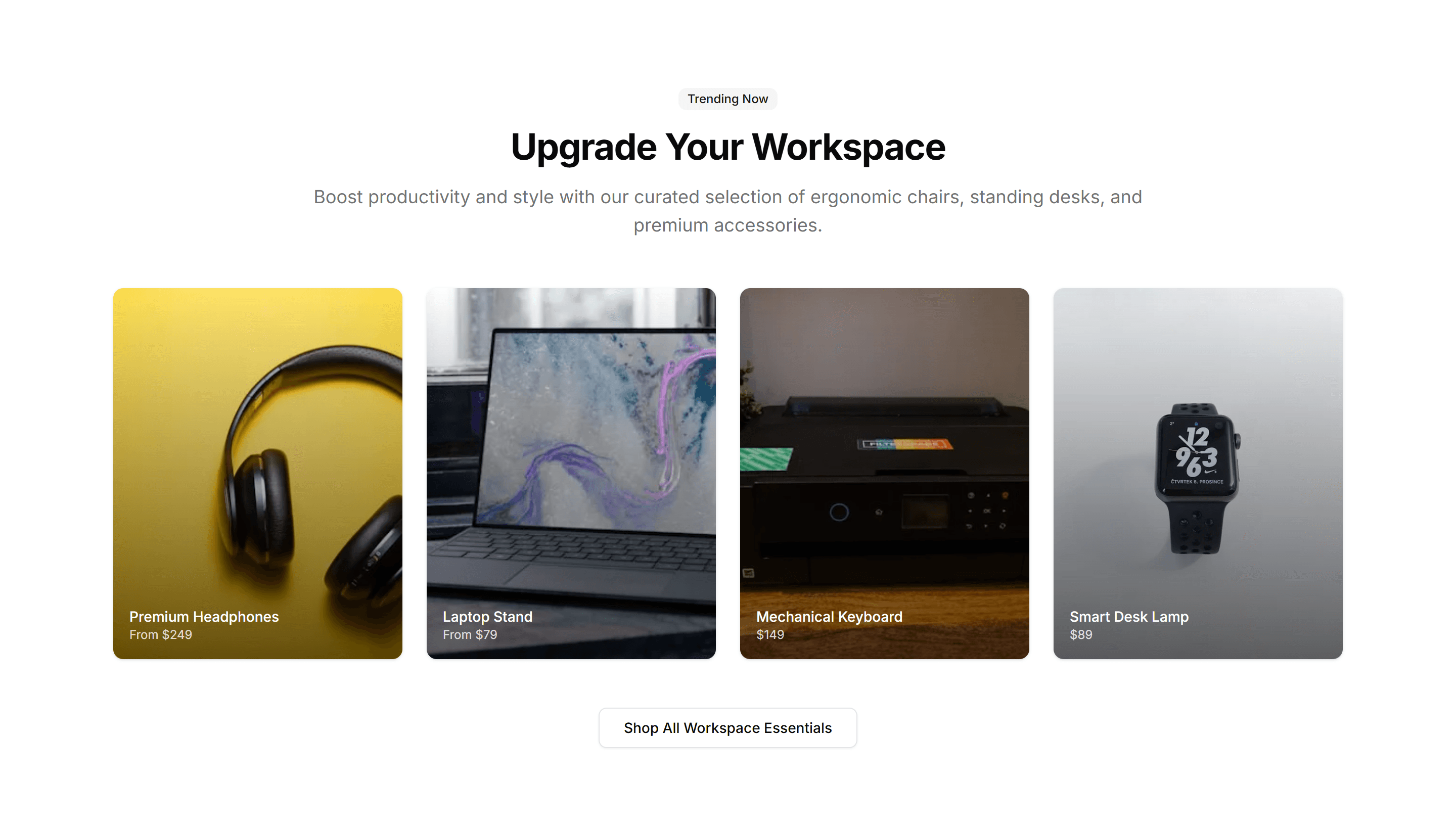 Ecommerce Promo Section: Centered Image Grid