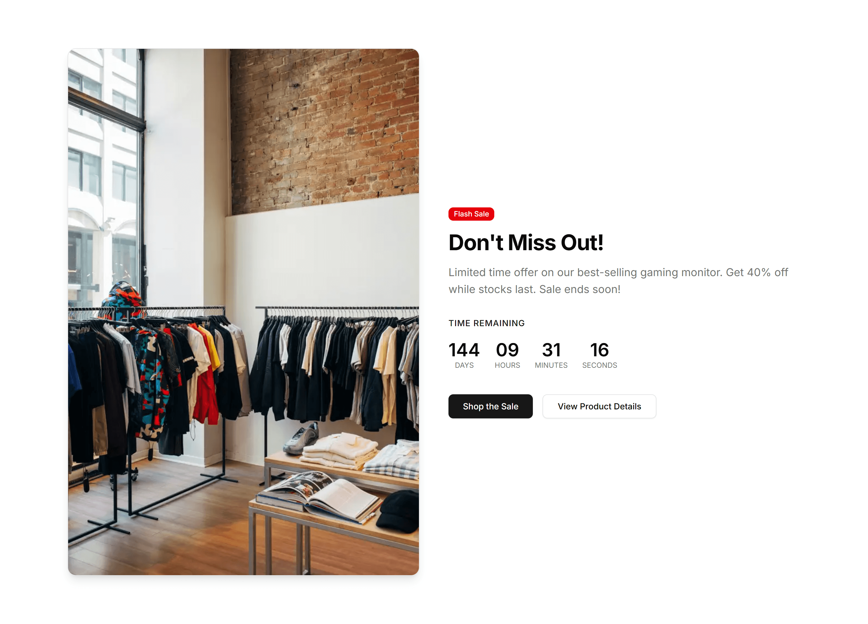 Ecommerce Promo Section: Countdown Timer Promo