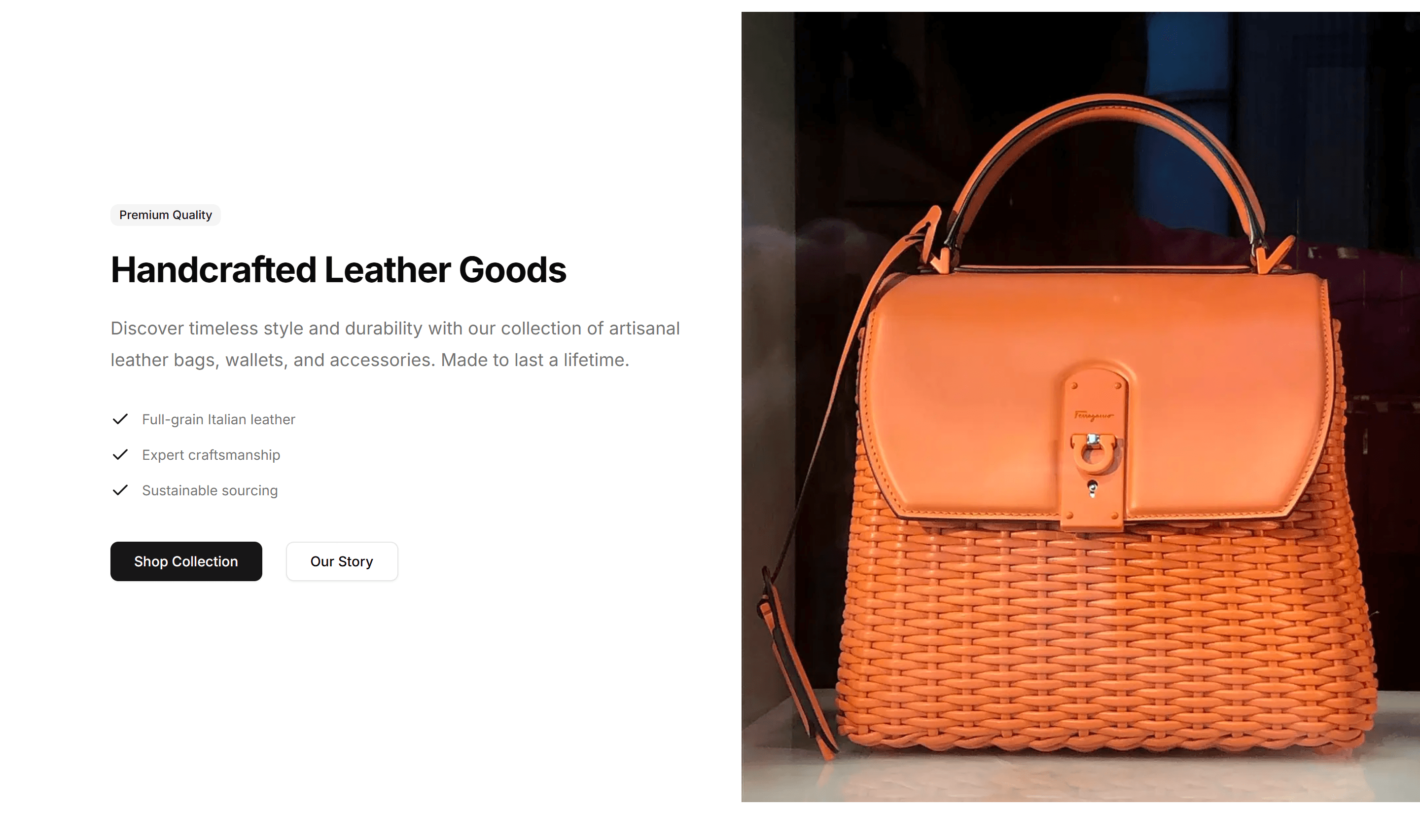 Ecommerce Promo Section: Large Image Split