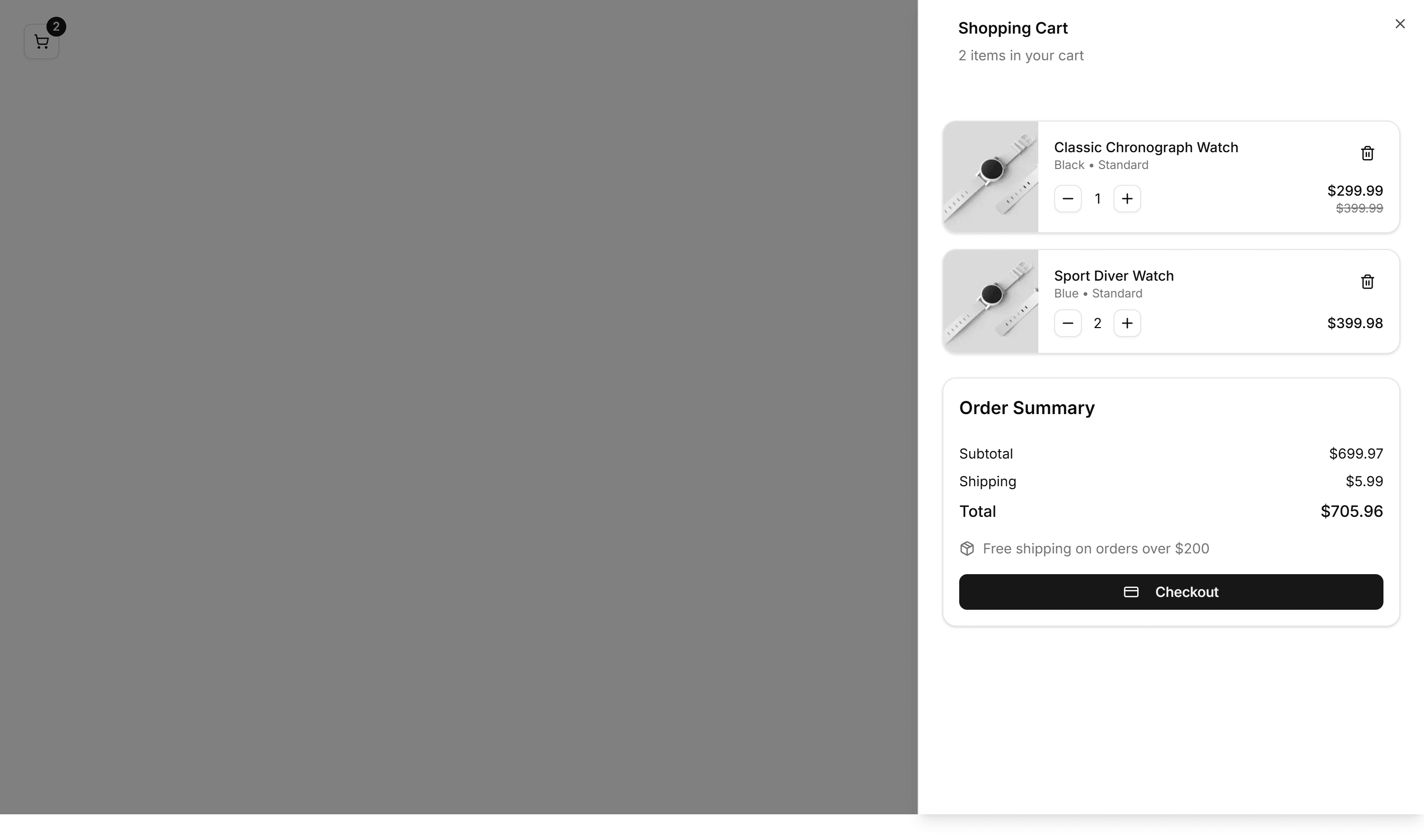 Ecommerce Shopping Cart: Compact Cart