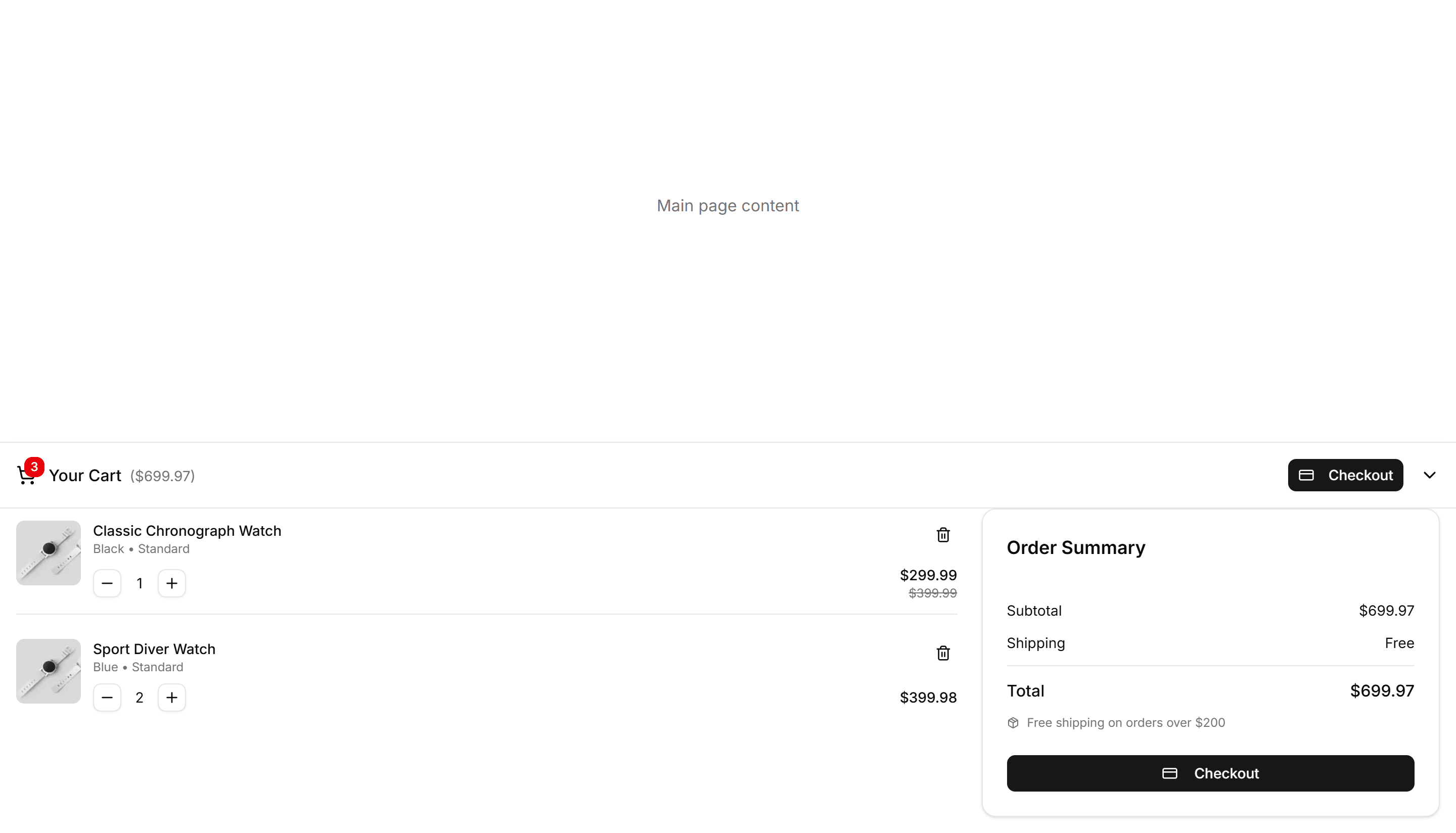 Ecommerce Shopping Cart: Sticky Cart