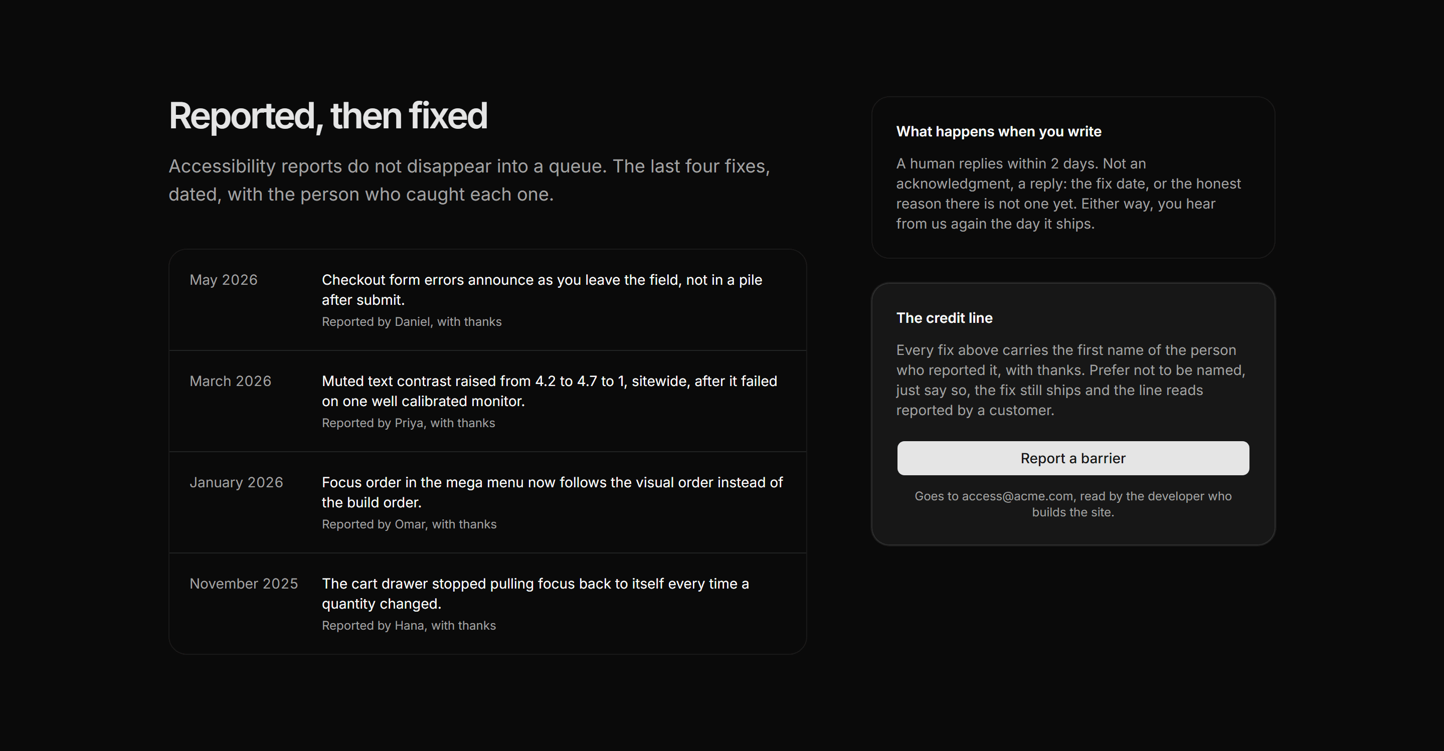 Ecommerce Accessibility: Accessibility Feedback Card