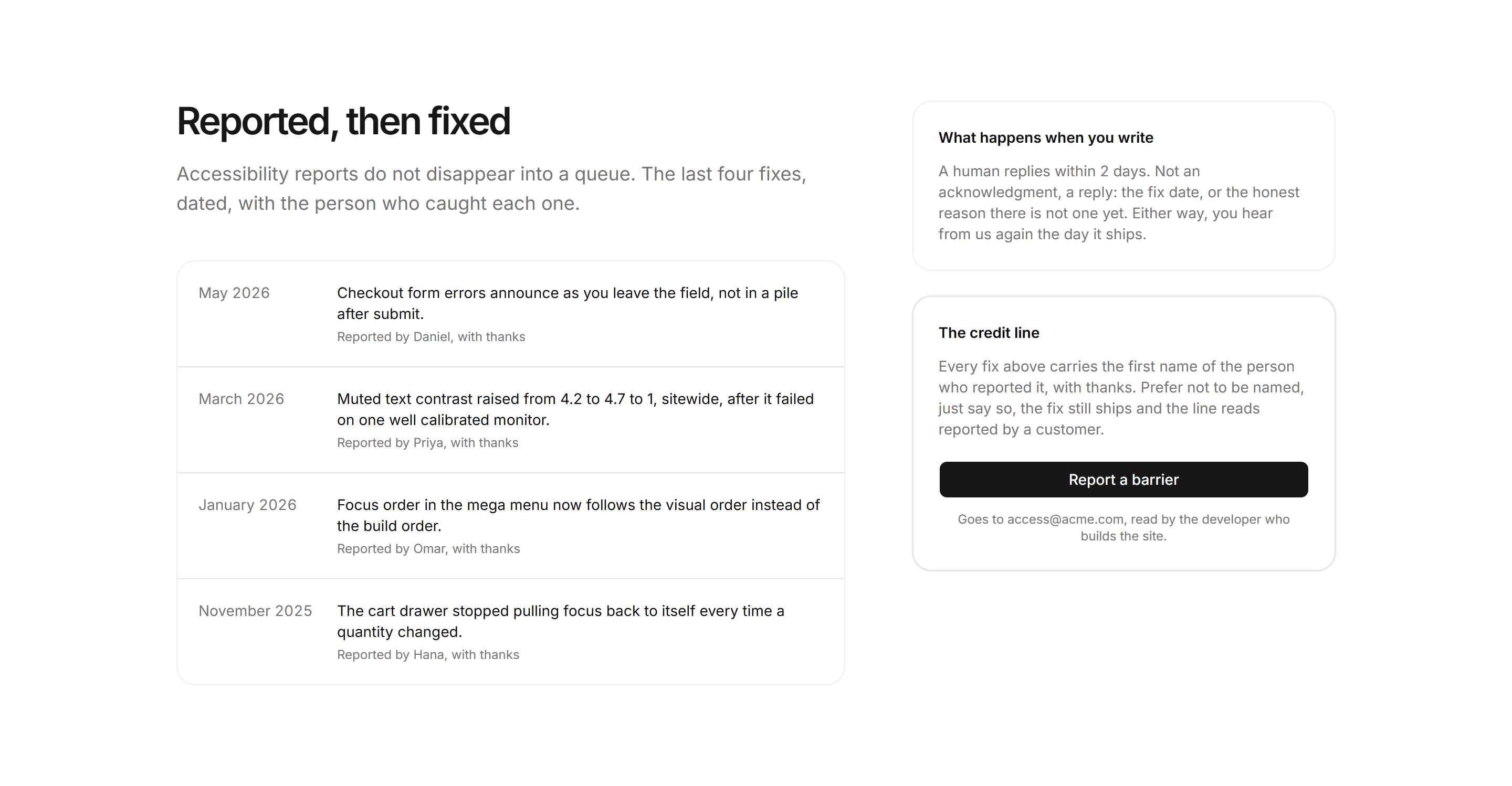 Ecommerce Accessibility: Accessibility Feedback Card
