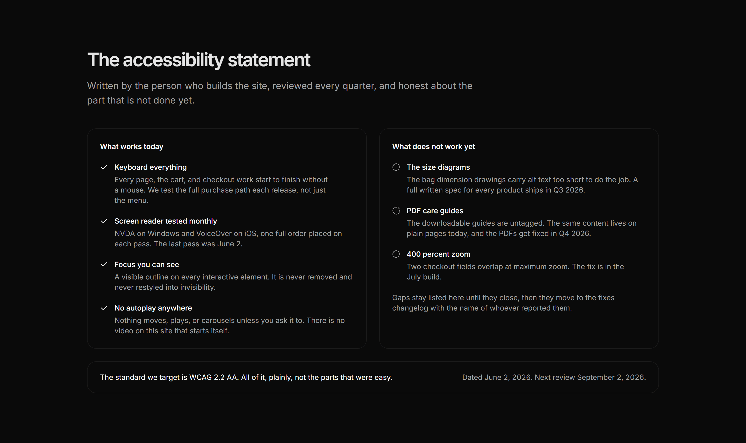 Ecommerce Accessibility: Accessibility Statement