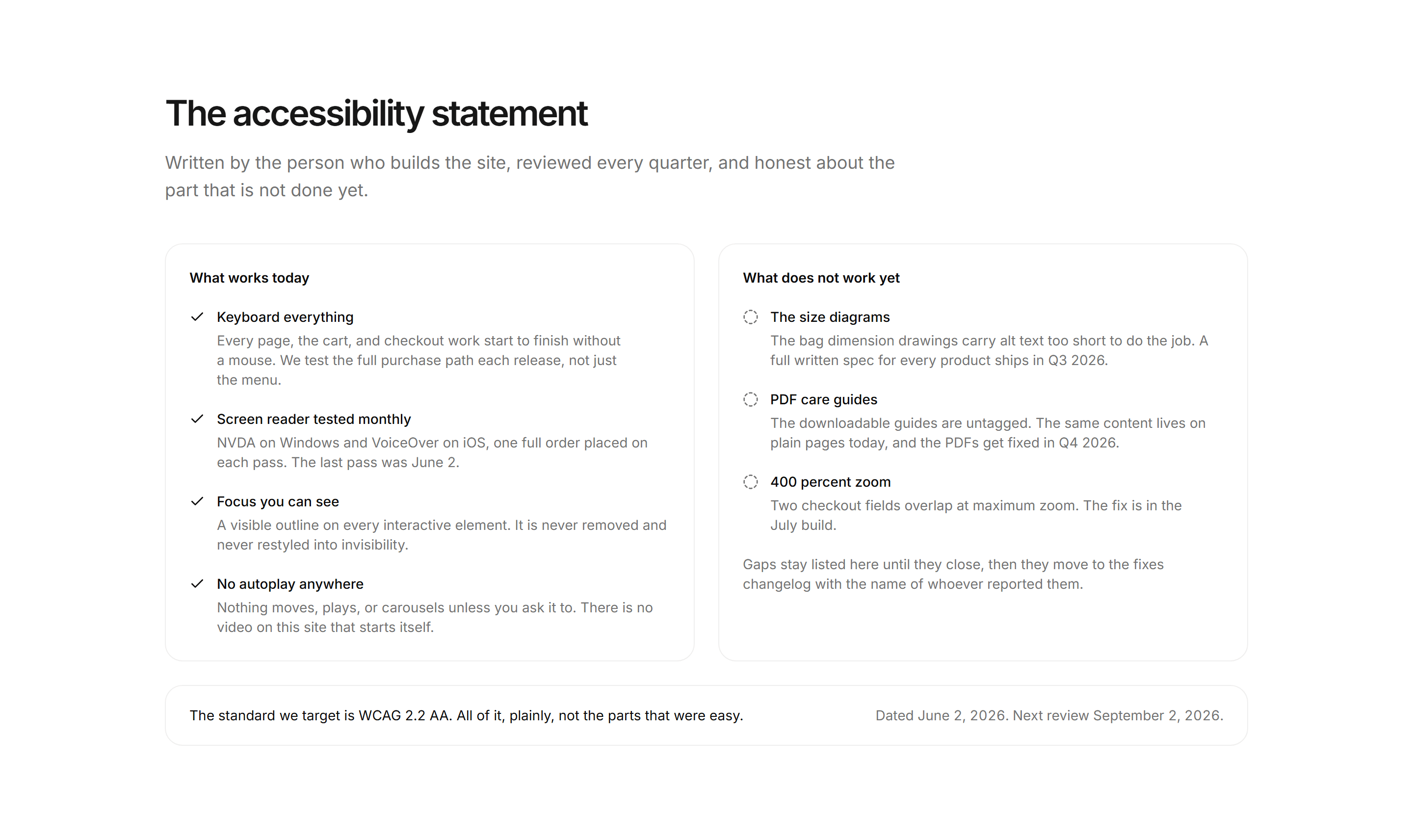 Ecommerce Accessibility: Accessibility Statement