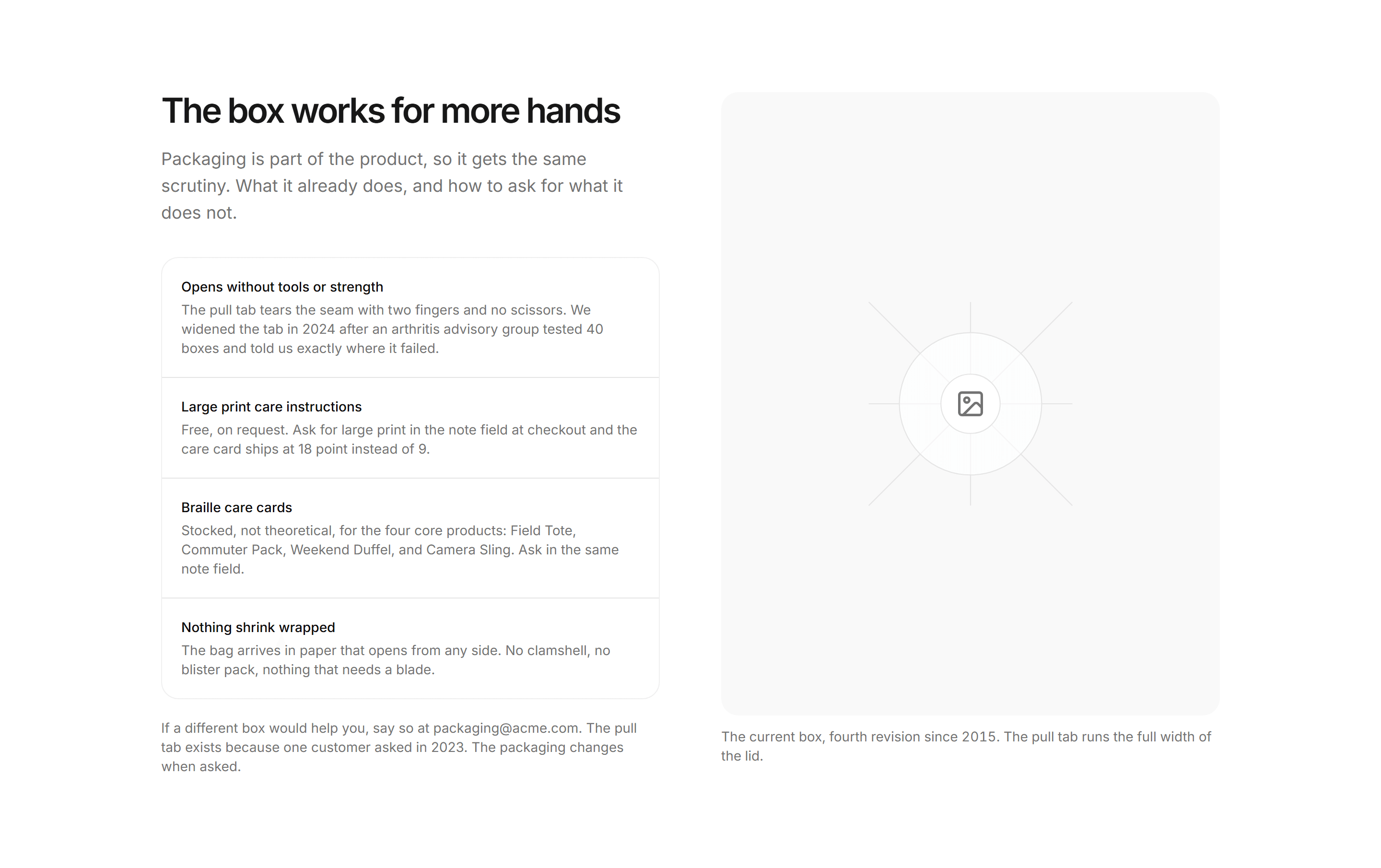 Ecommerce Accessibility: Accessible Packaging Card