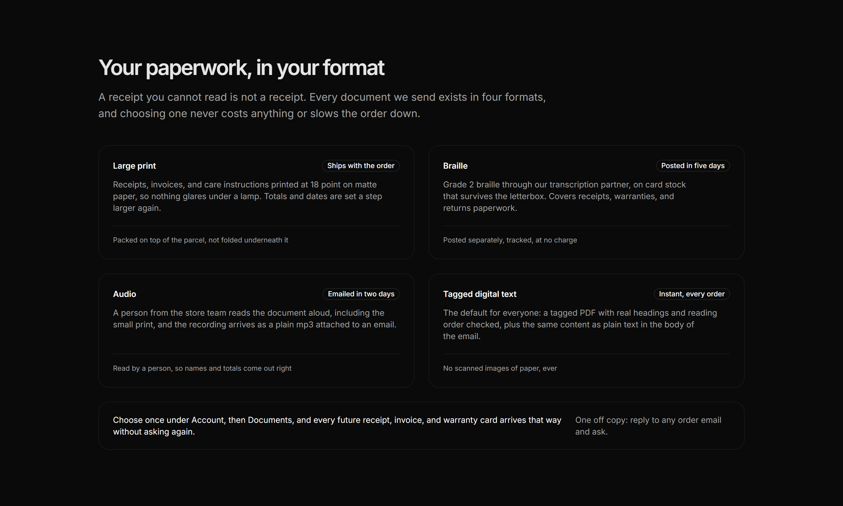 Ecommerce Accessibility: Alternative Format Documents