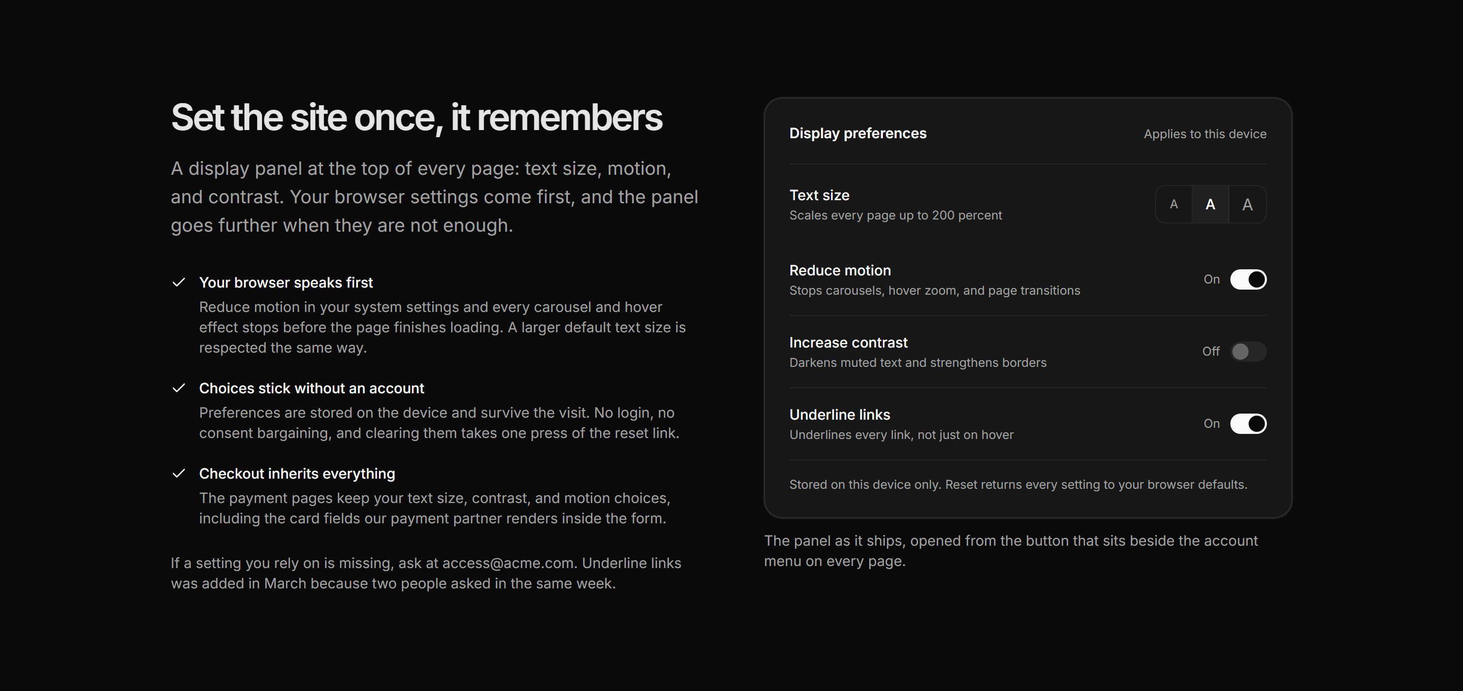 Ecommerce Accessibility: Display Preferences Panel