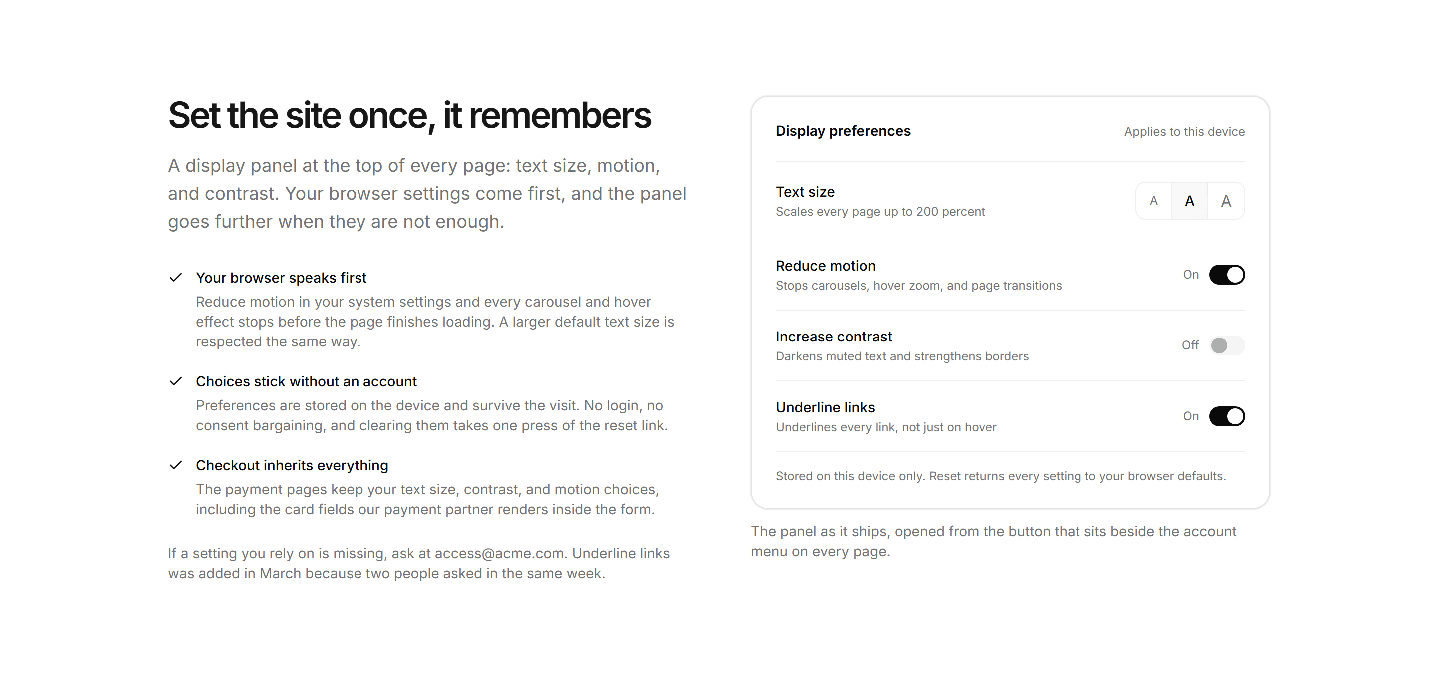 Ecommerce Accessibility: Display Preferences Panel
