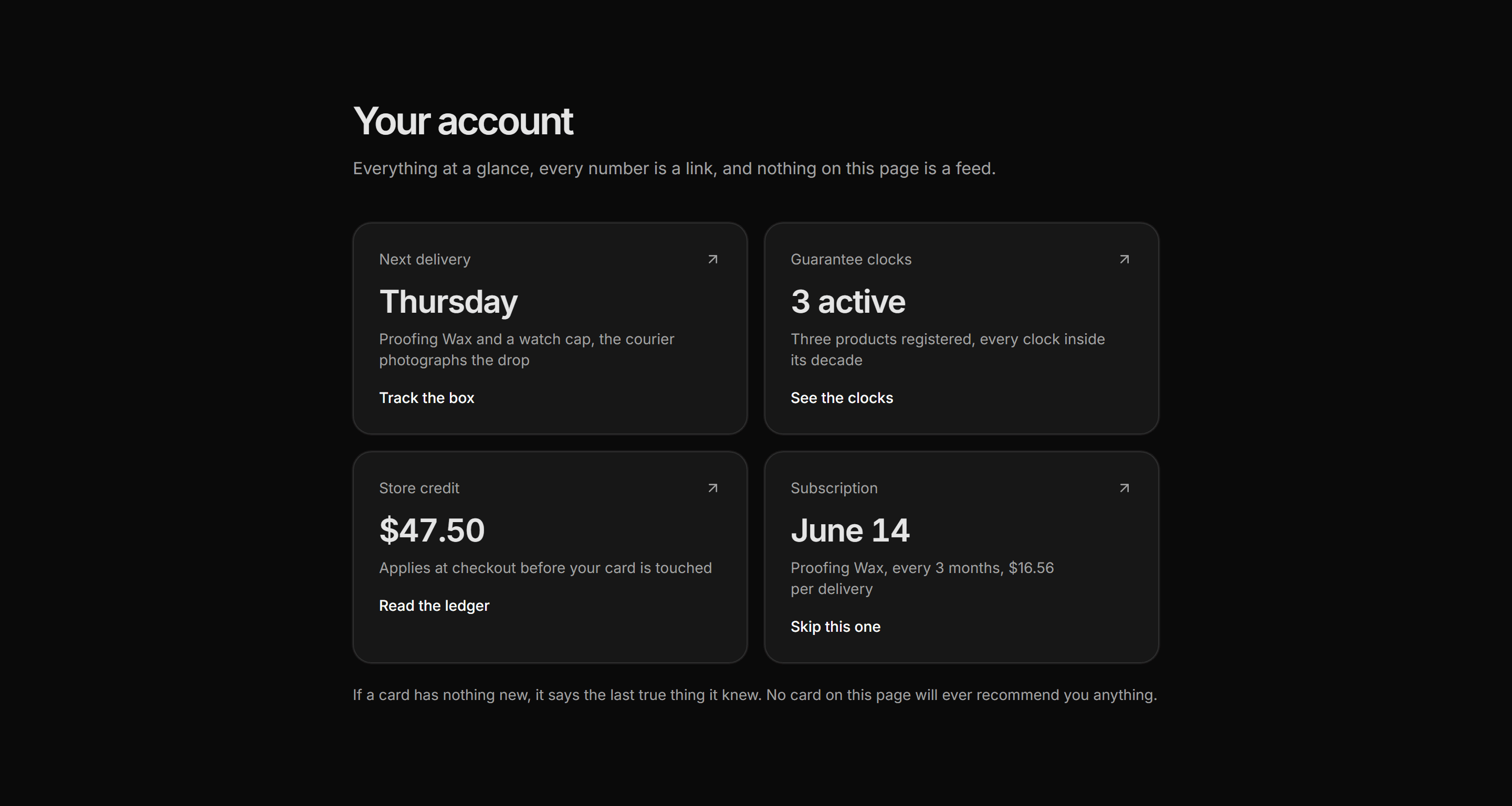 Ecommerce Account: Account Overview Dashboard