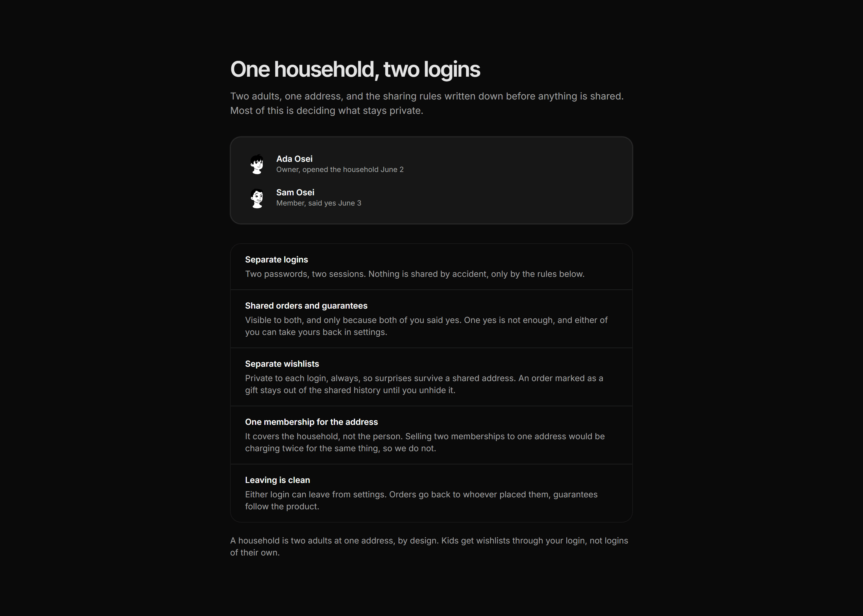 Ecommerce Account: Household Accounts Card