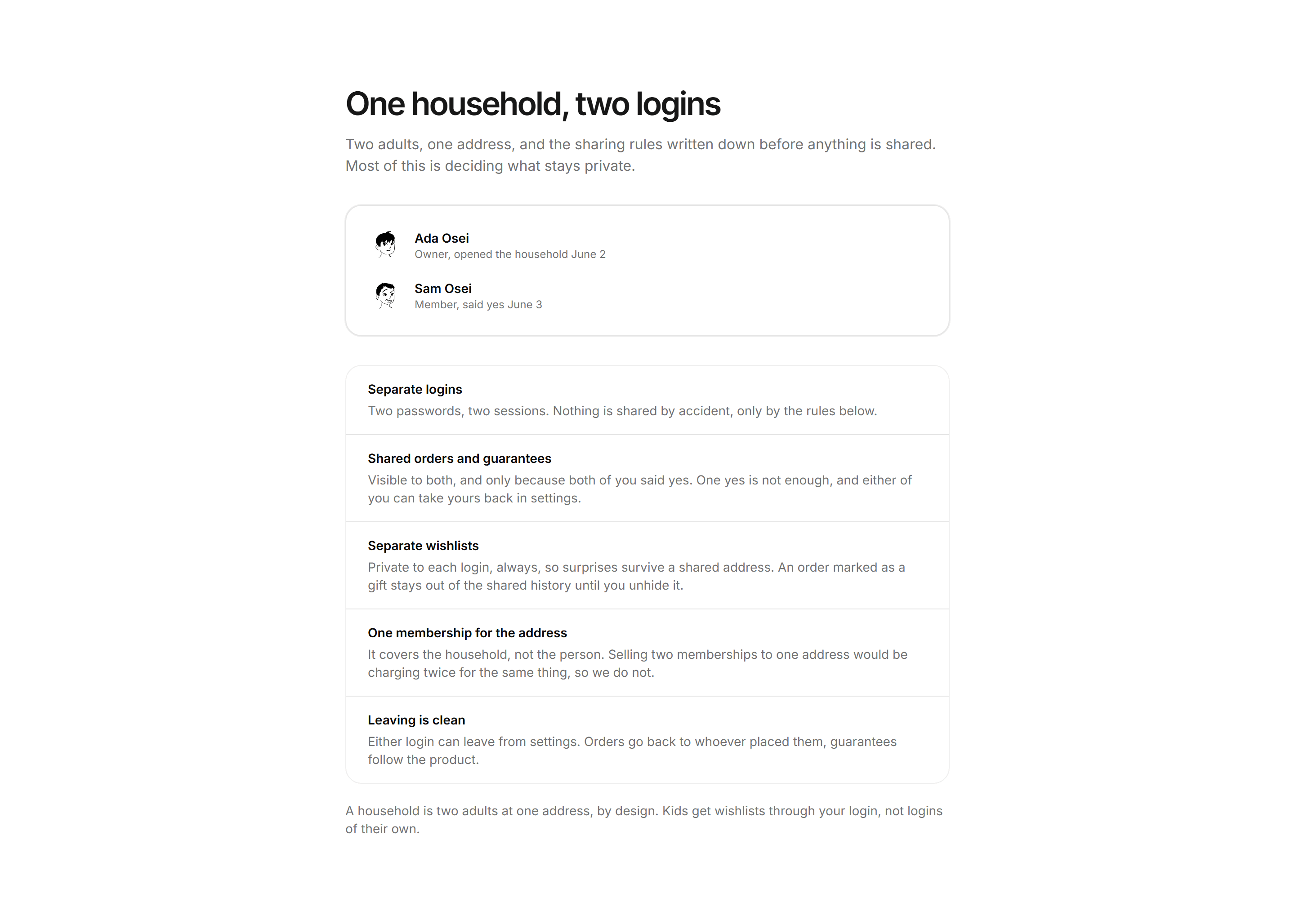 Ecommerce Account: Household Accounts Card