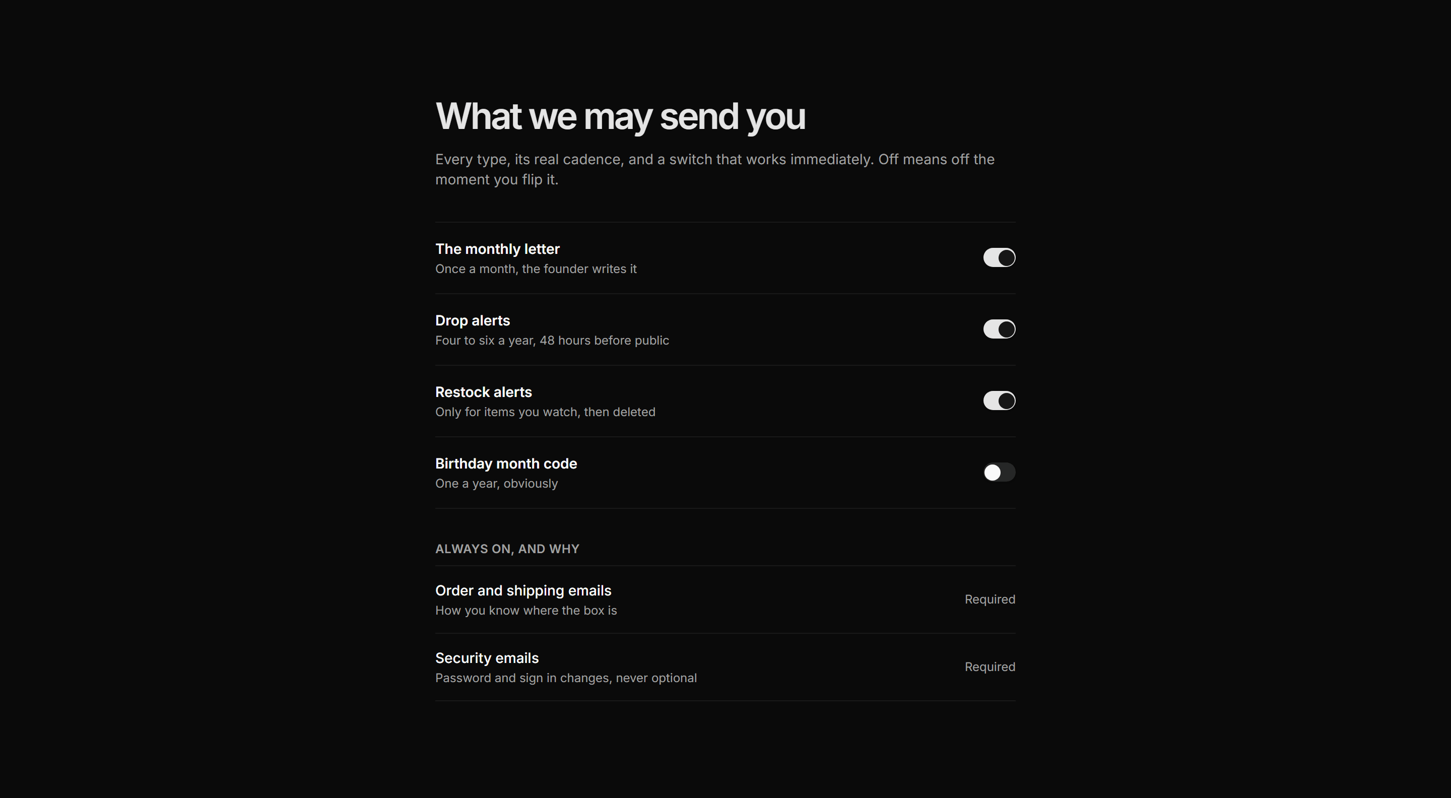 Ecommerce Account: Notification Preferences