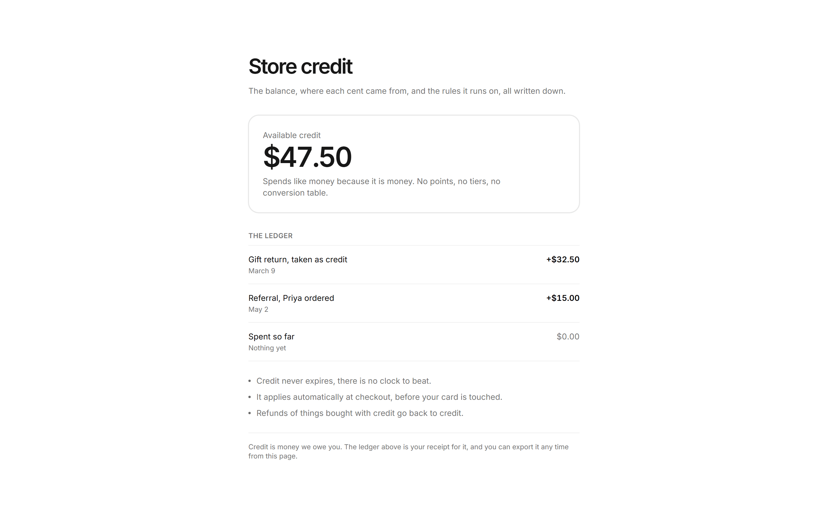 Ecommerce Account: Store Credit Wallet