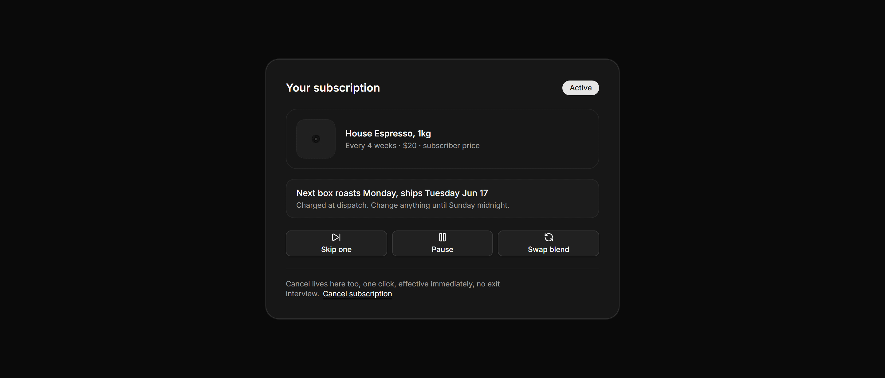Ecommerce Account: Subscription Management
