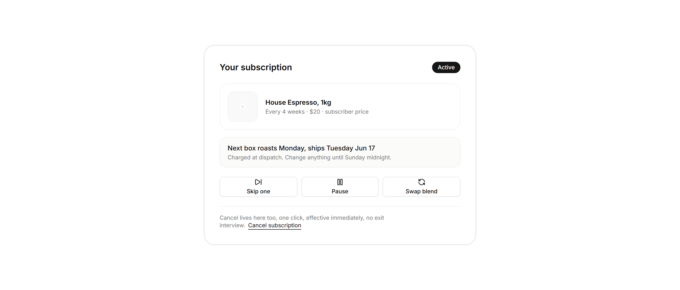 Ecommerce Account: Subscription Management