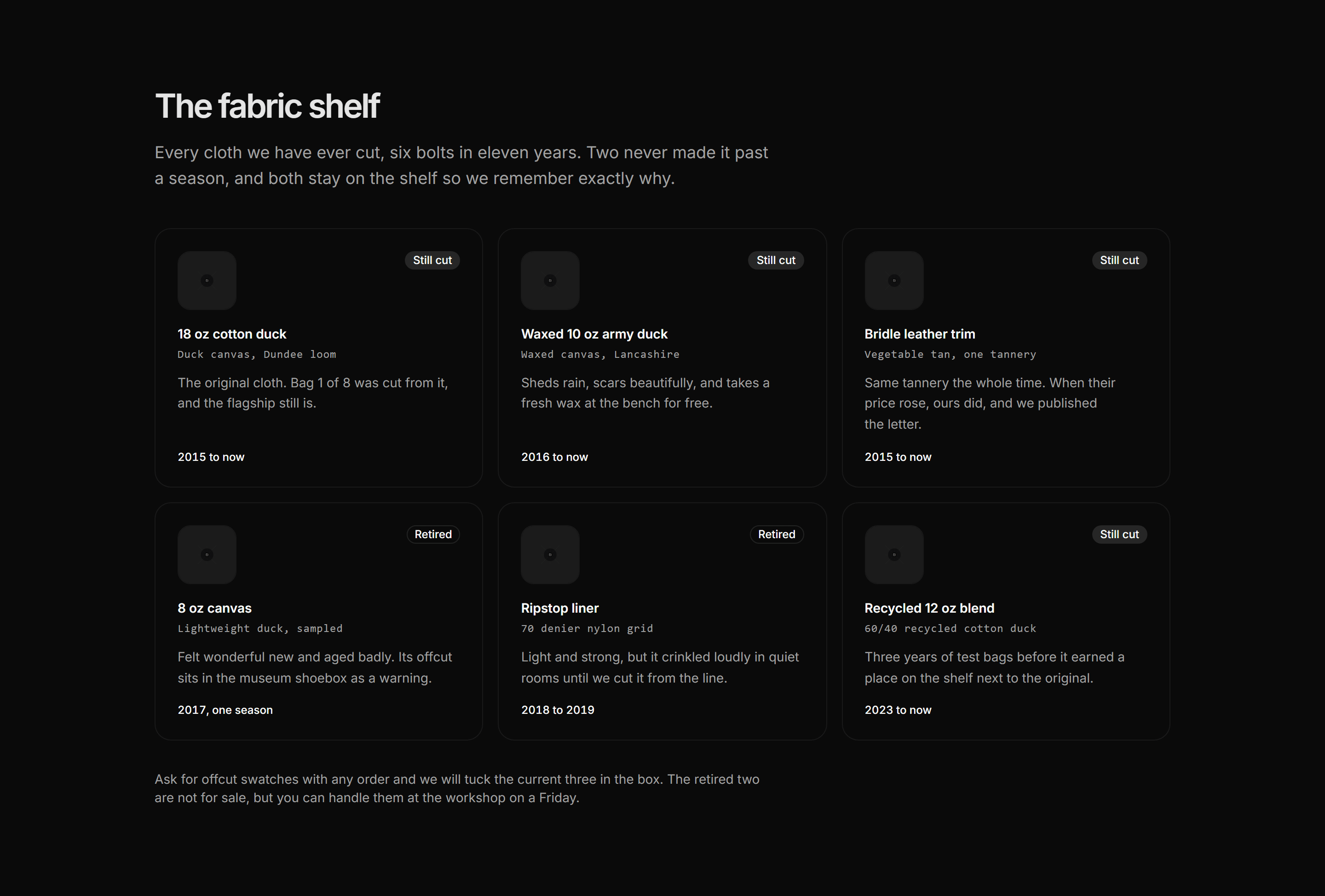 Ecommerce Archive and History: Fabric Shelf