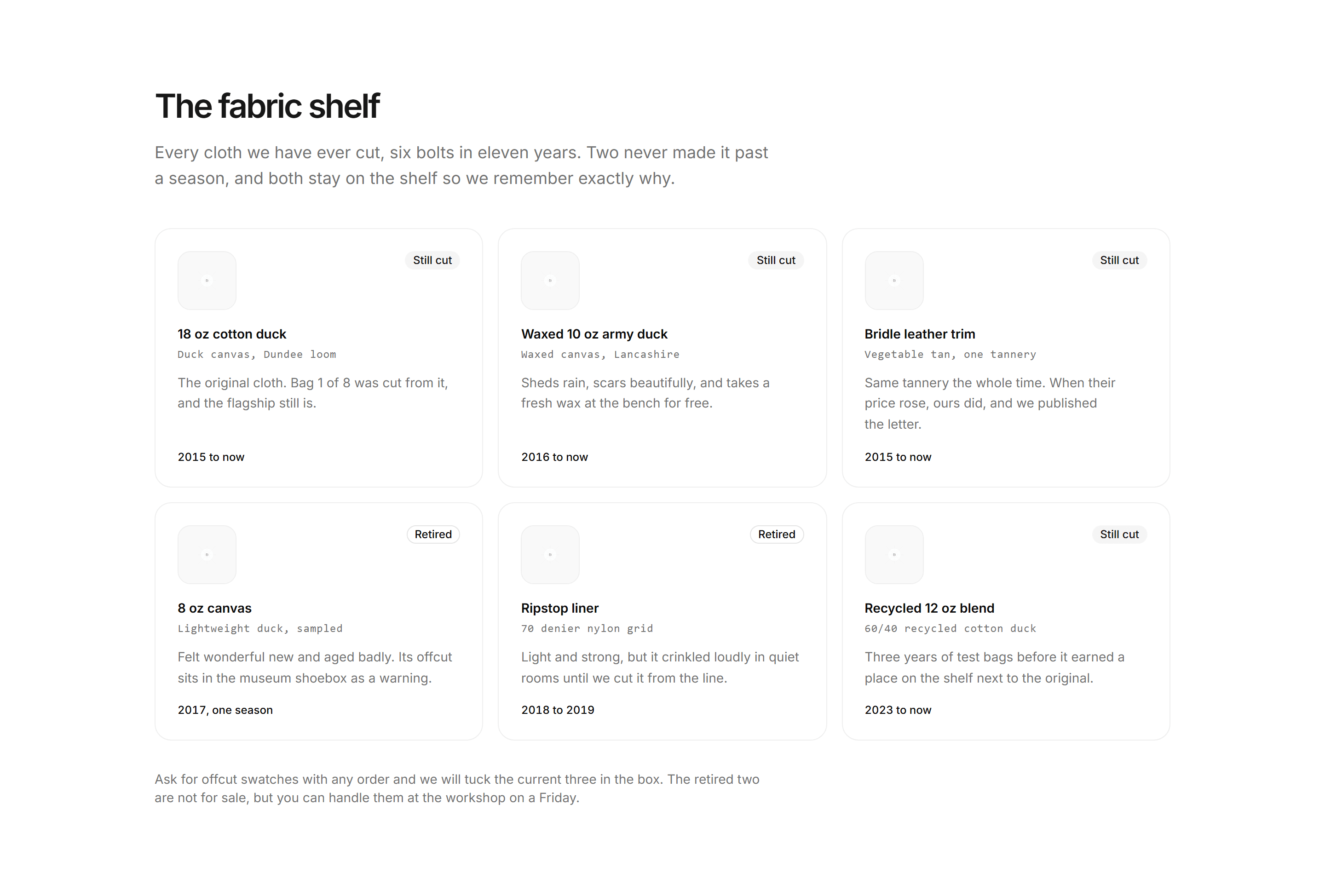 Ecommerce Archive and History: Fabric Shelf