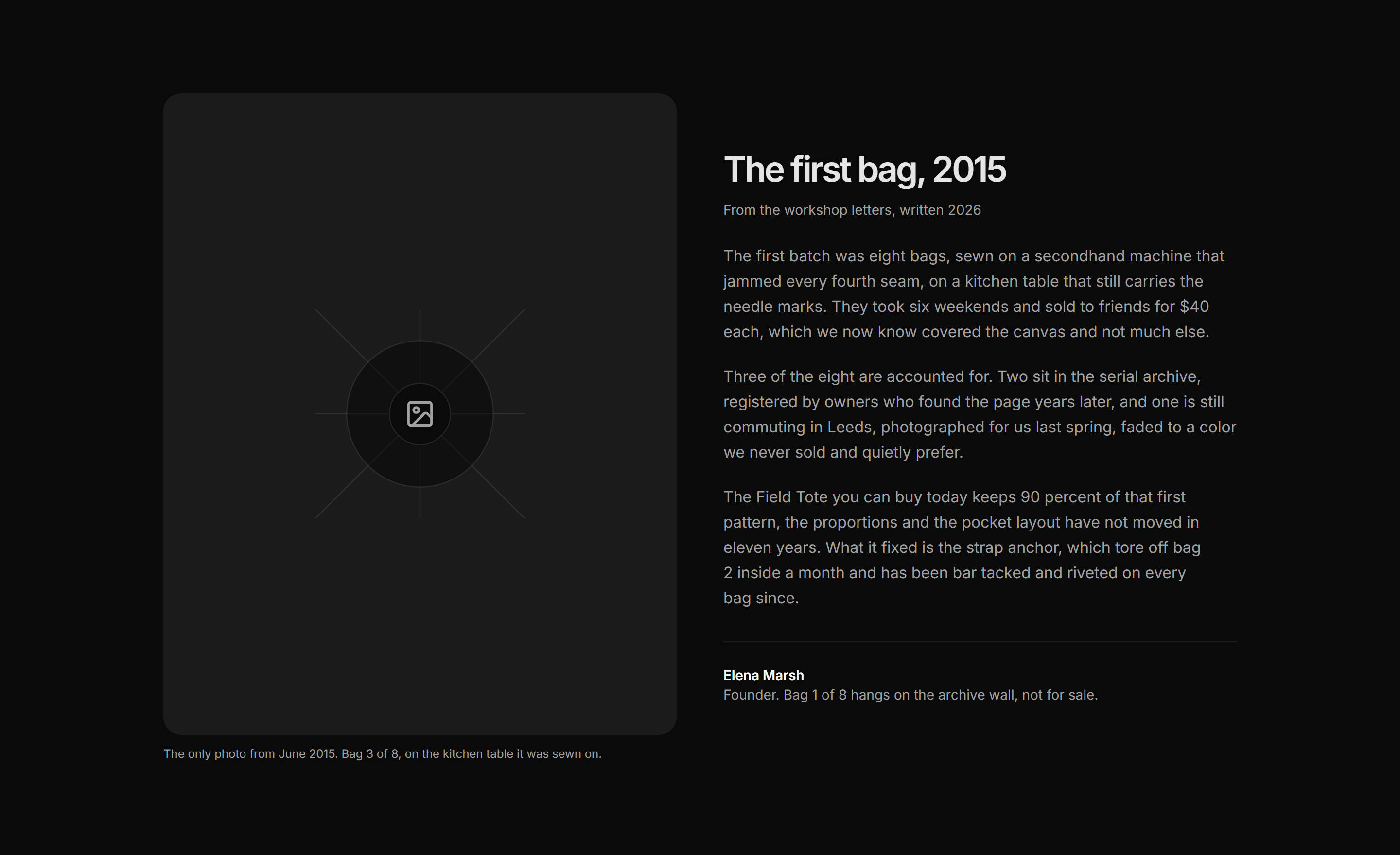 Ecommerce Archive and History: First Bag Story