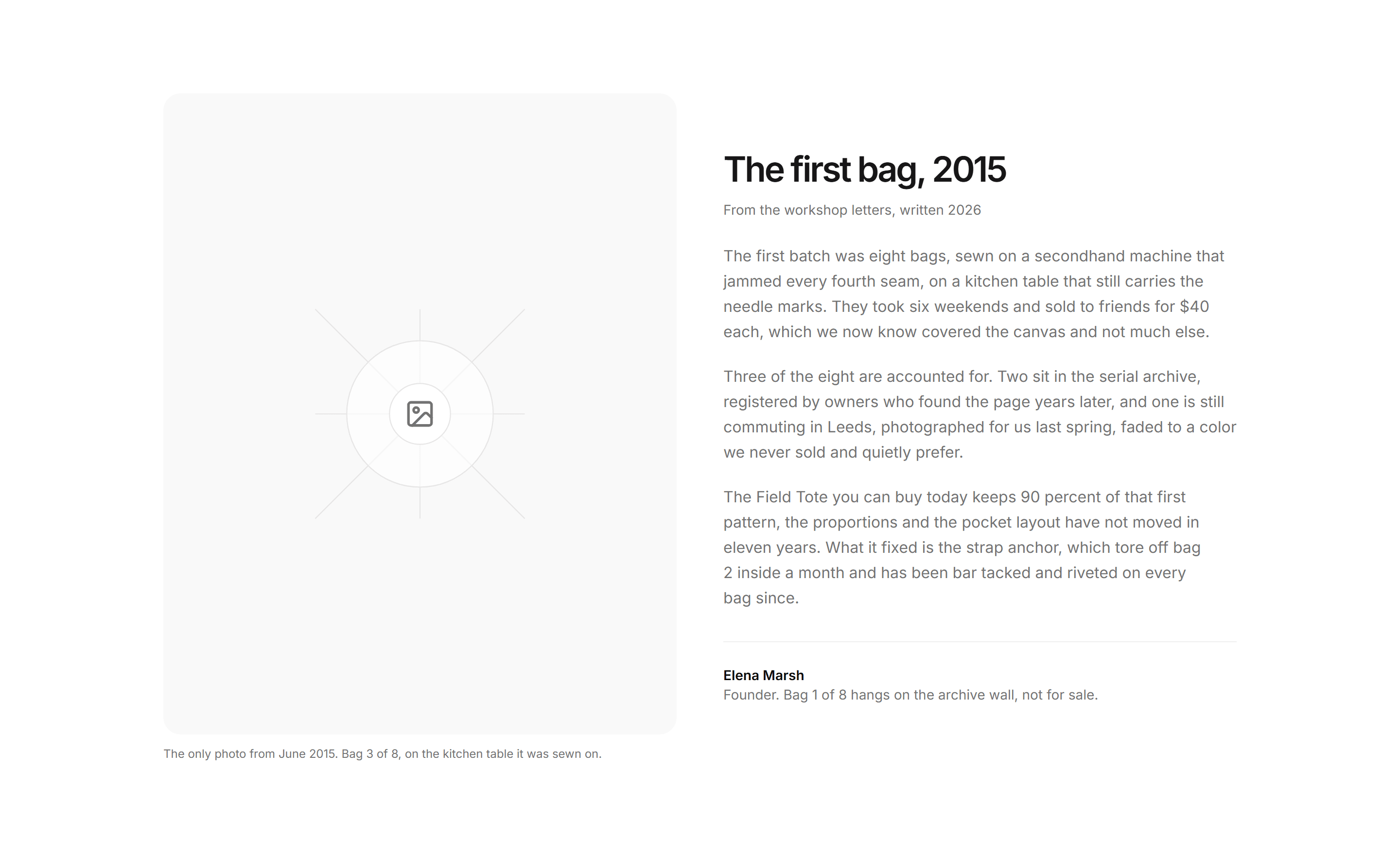 Ecommerce Archive and History: First Bag Story