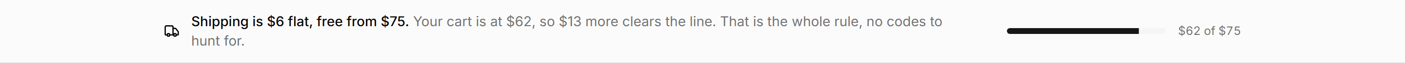 Ecommerce Banners and Alert: Free Shipping Threshold Bar