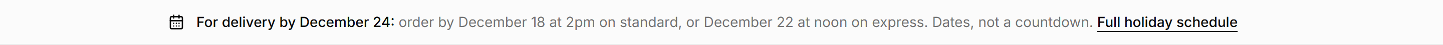 Ecommerce Banners and Alert: Holiday Cutoff Banner