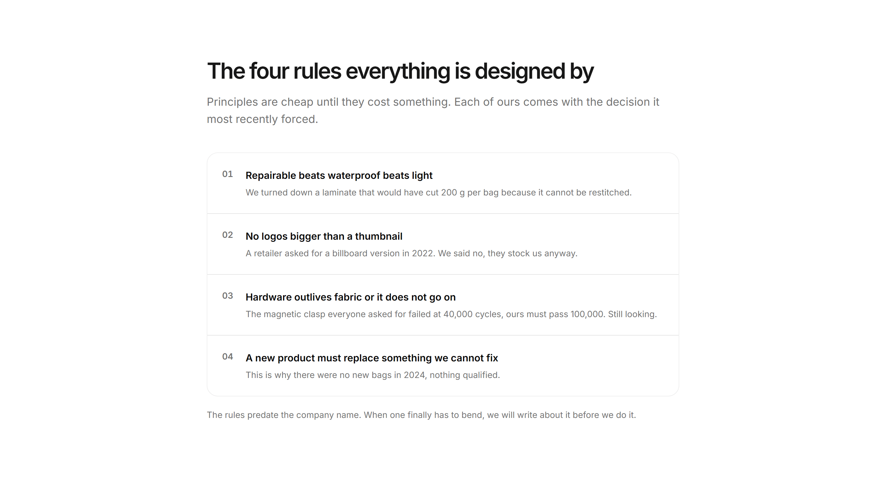 Ecommerce Brand Story: Design Principles List