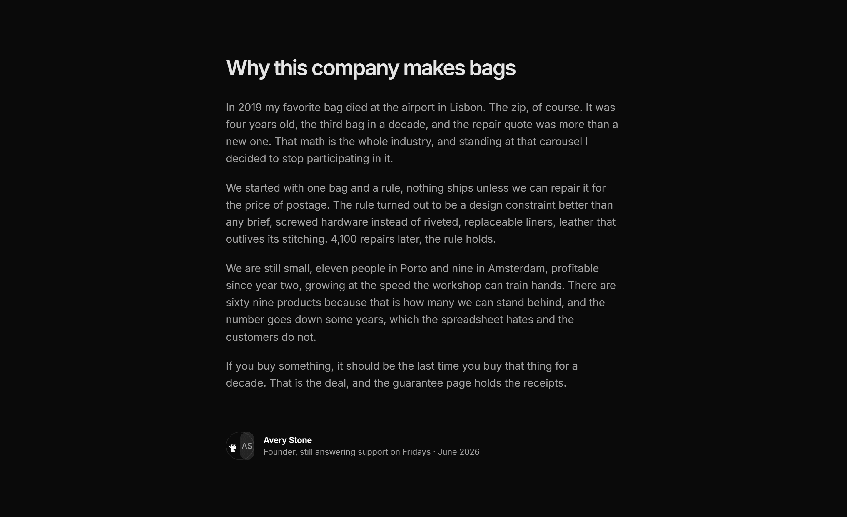 Ecommerce Brand Story: Founder Letter