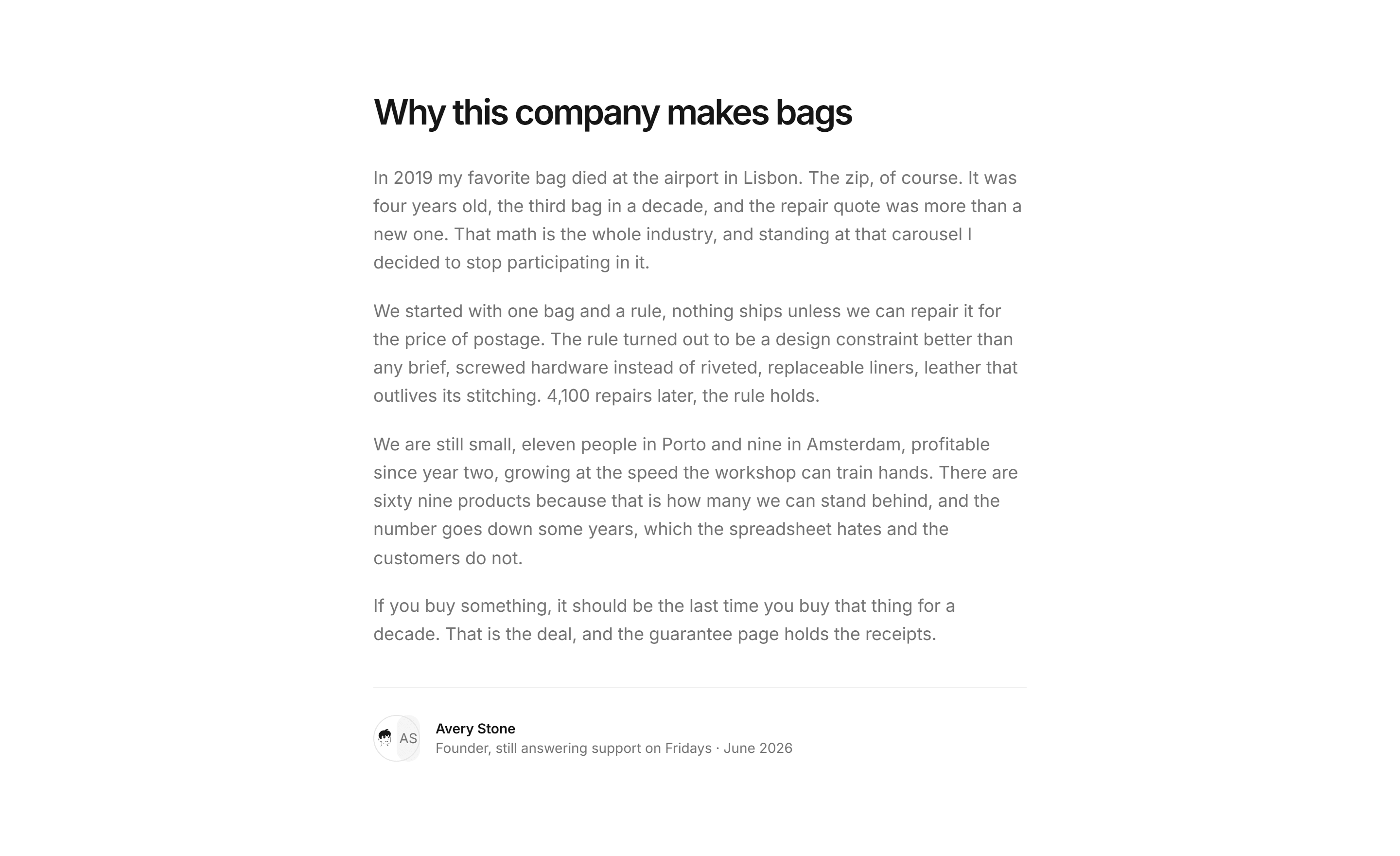 Ecommerce Brand Story: Founder Letter