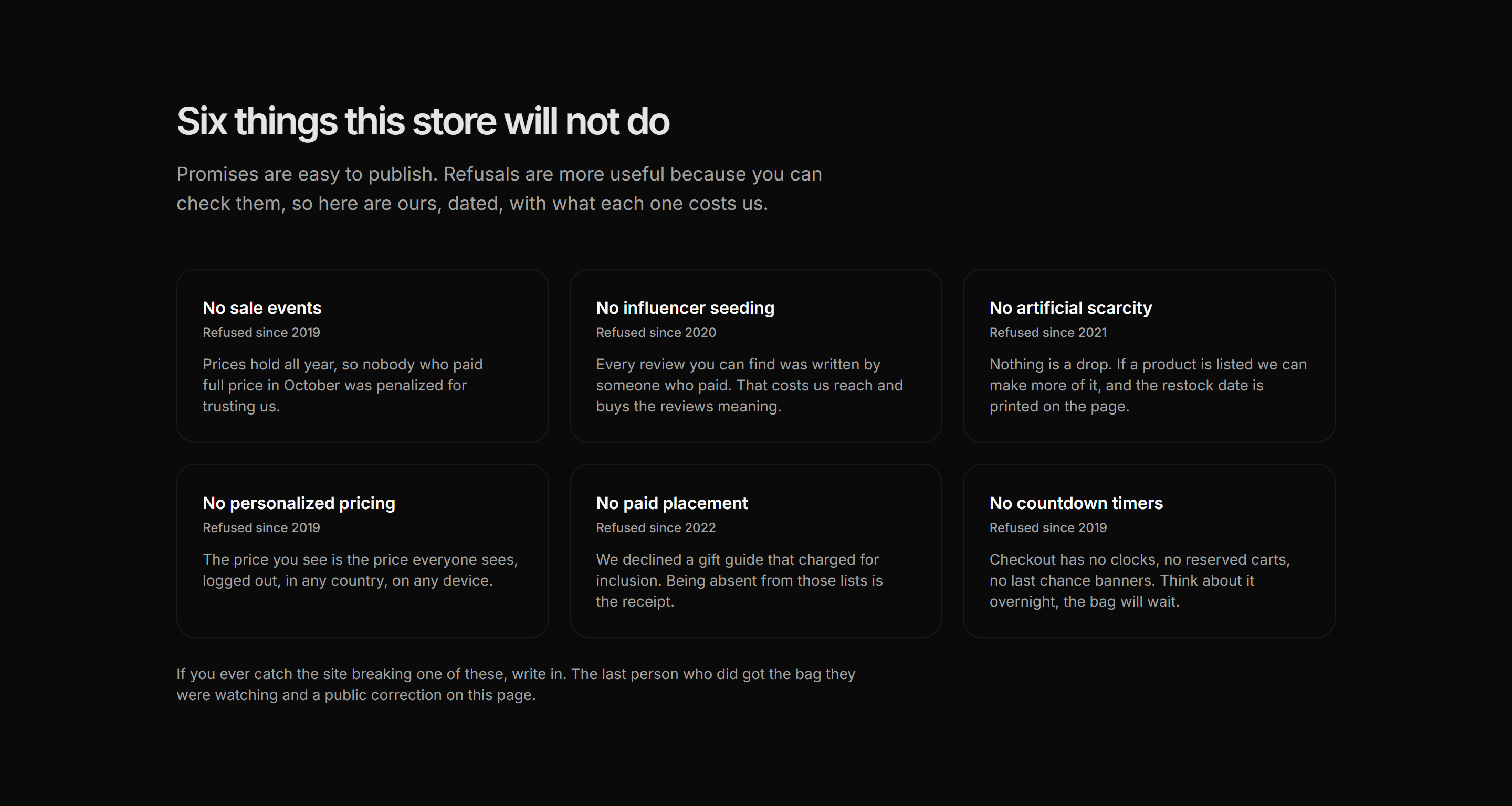 Ecommerce Brand Story: Refusals Grid