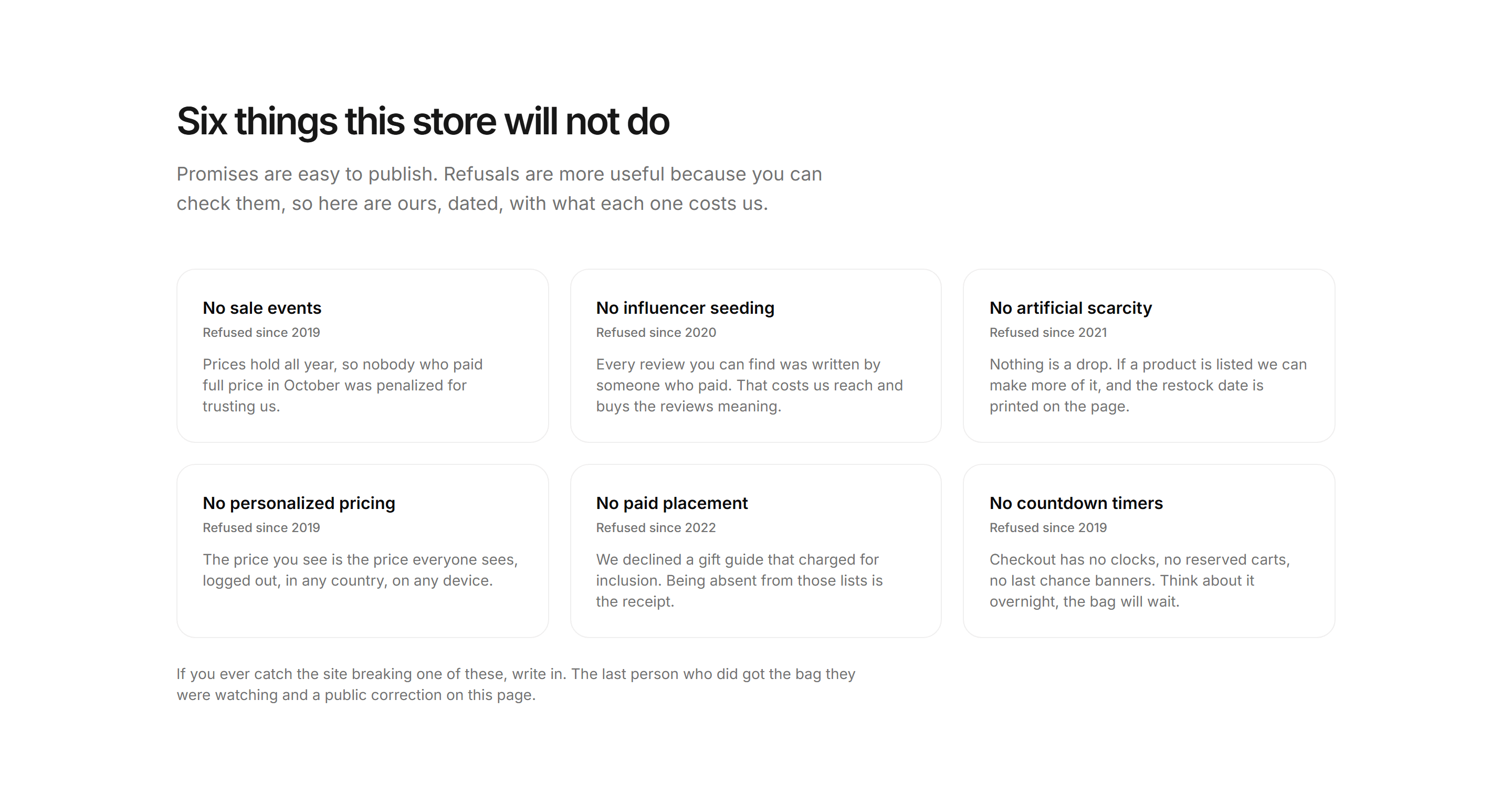 Ecommerce Brand Story: Refusals Grid