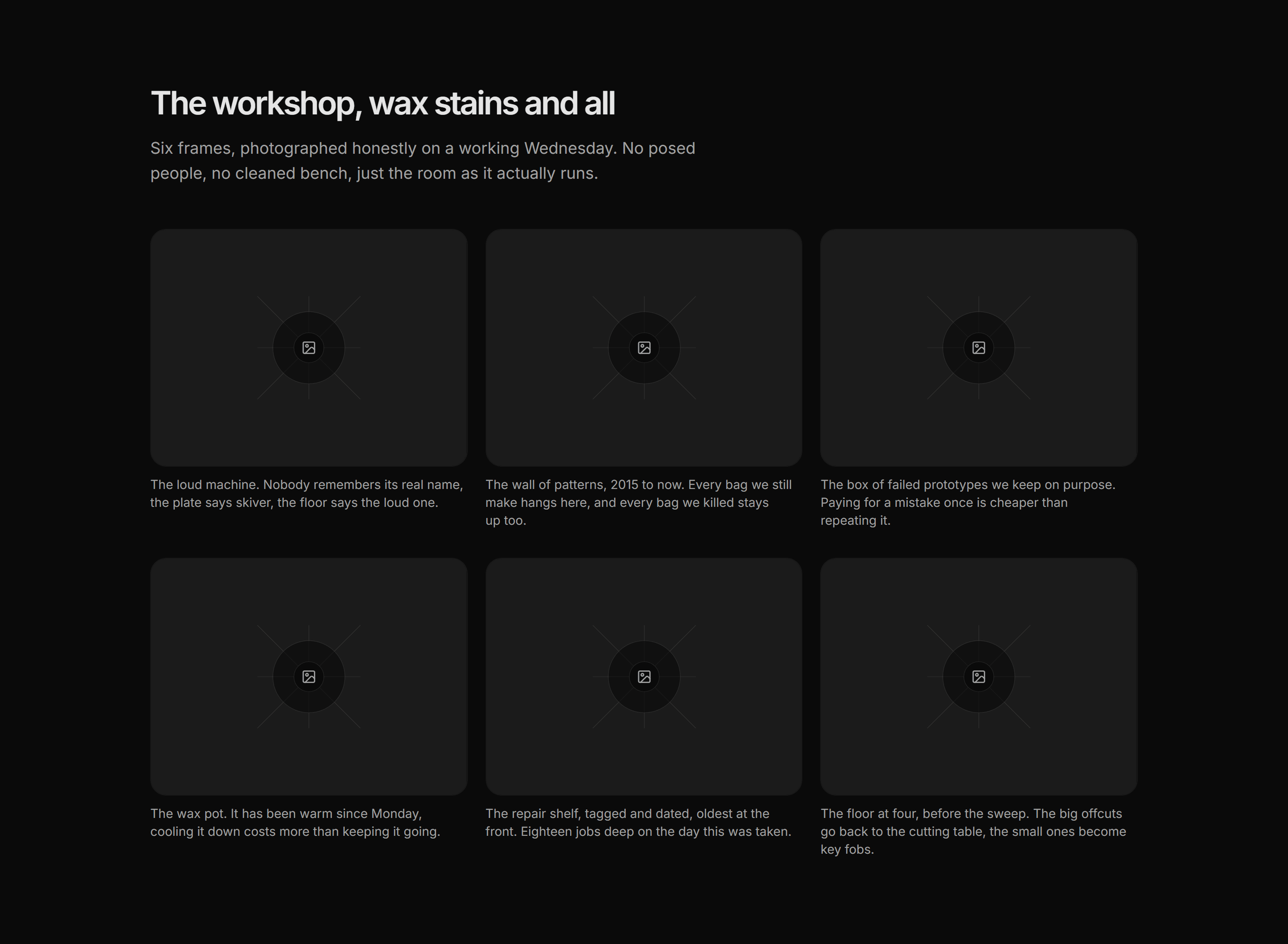 Ecommerce Brand Story: Workshop Photo Essay