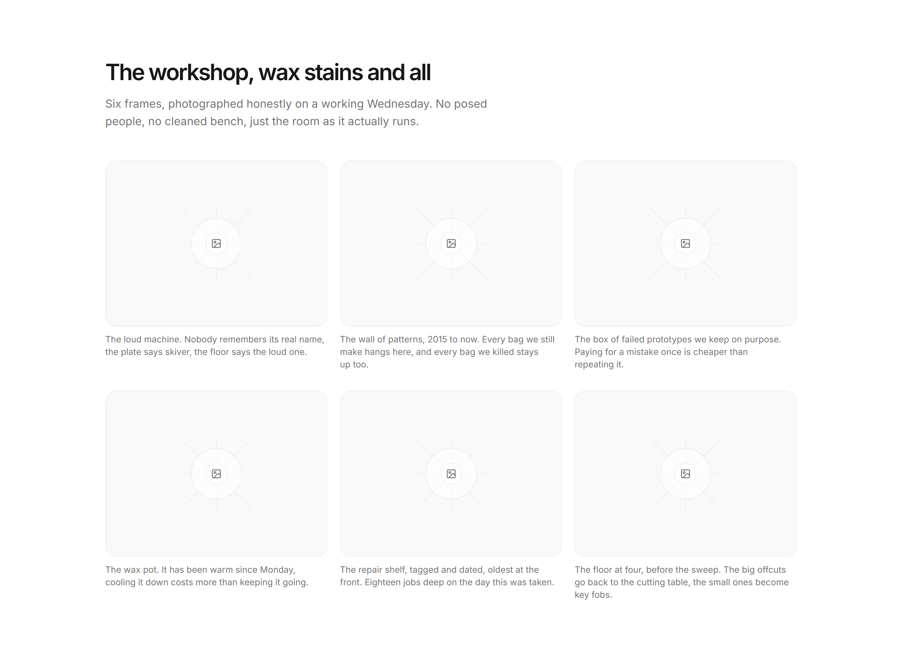 Ecommerce Brand Story: Workshop Photo Essay