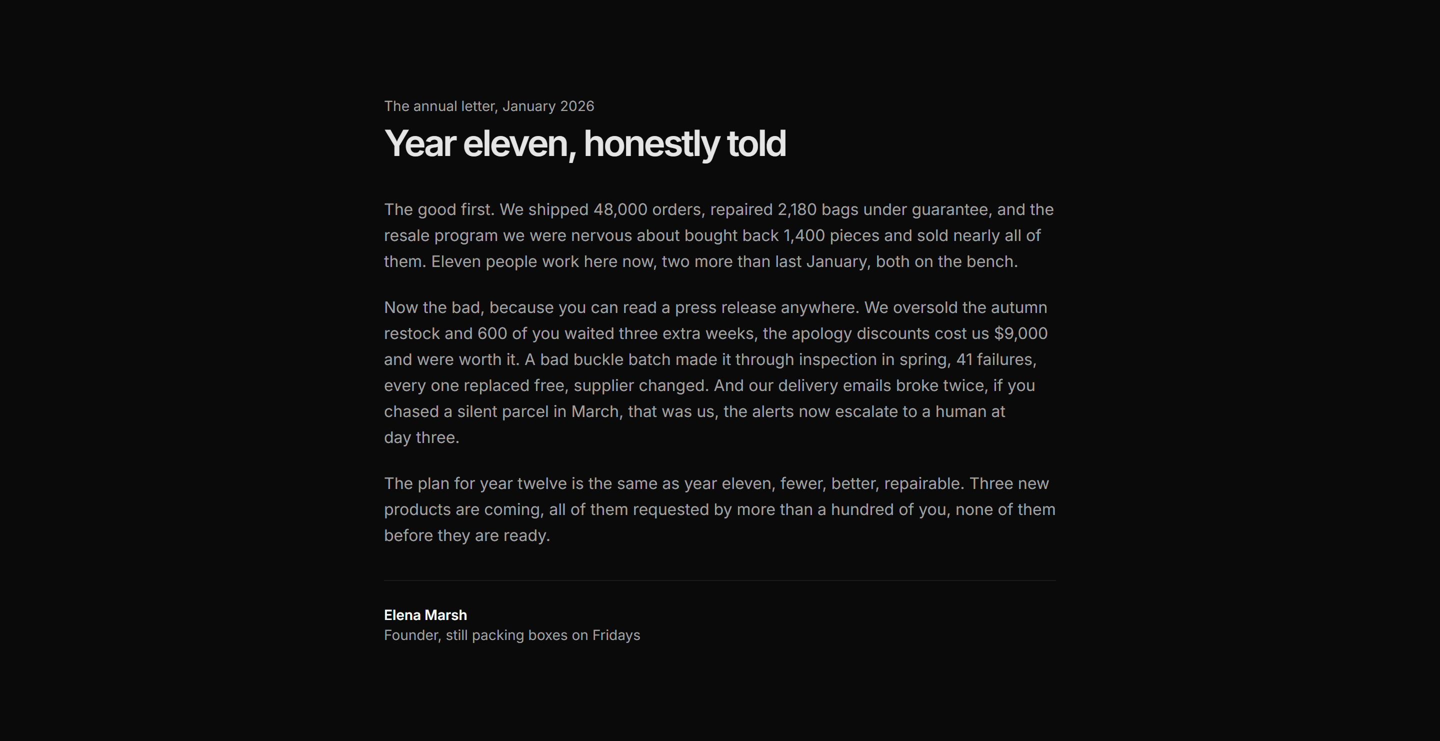 Ecommerce Brand Story: Year In Review Letter