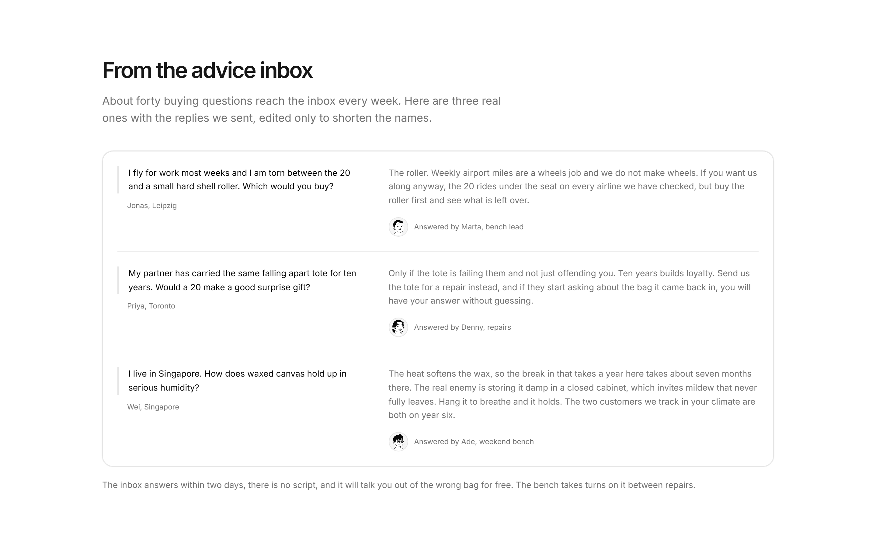 Ecommerce Buying Advice: Advice Inbox