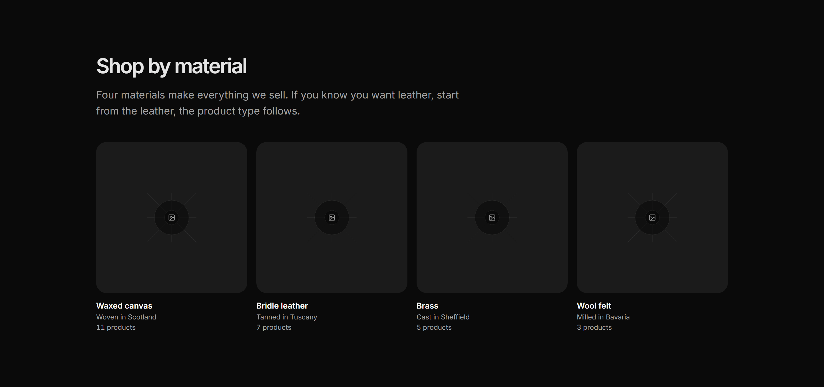 Ecommerce Category: Material Tiles Row