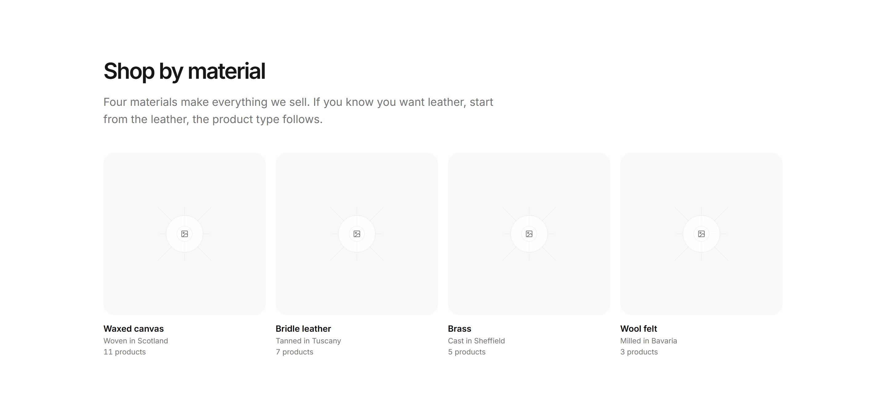 Ecommerce Category: Material Tiles Row