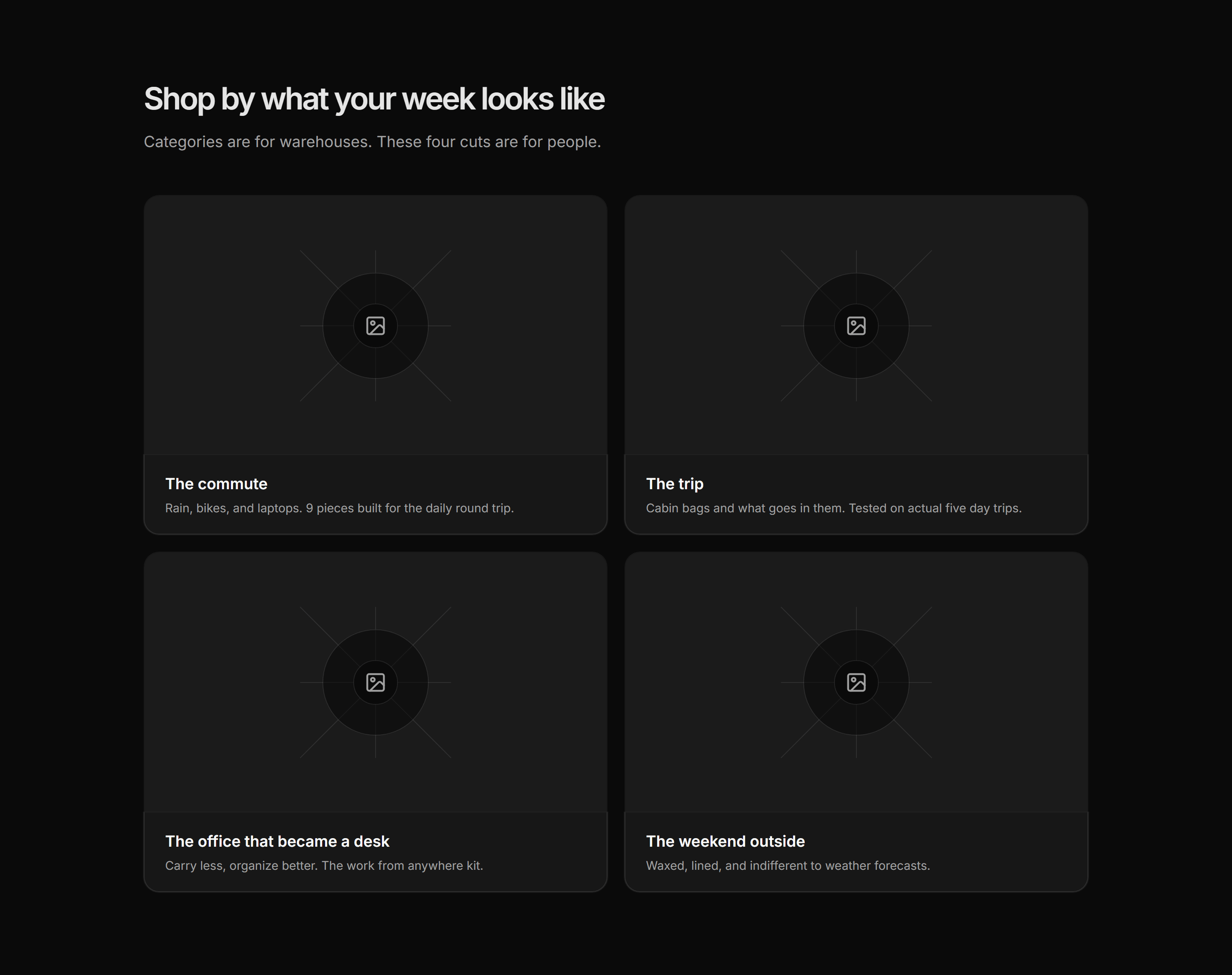 Ecommerce Category: Occasion Tiles