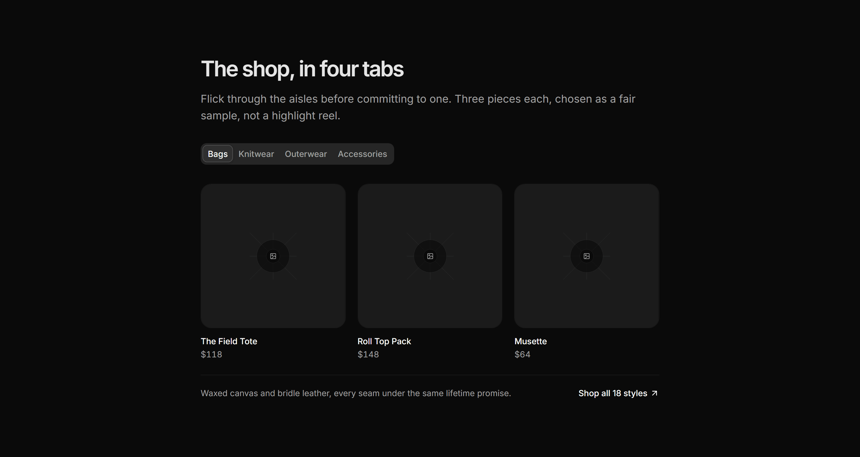 Ecommerce Category: Tabbed Category Preview