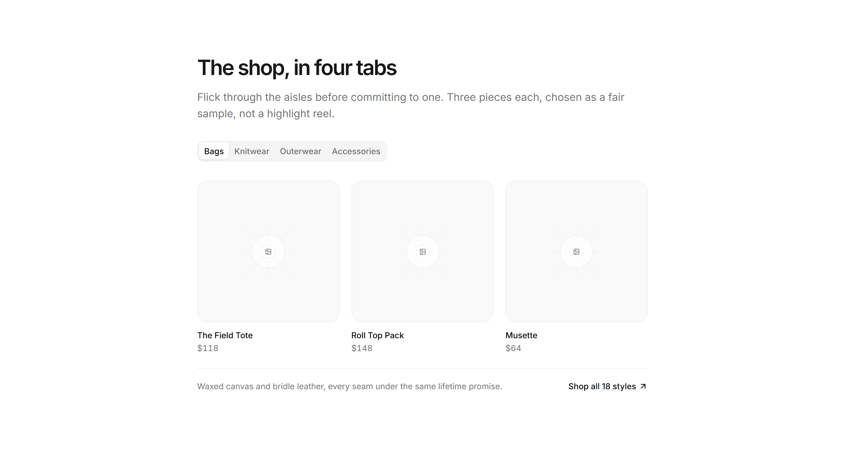 Ecommerce Category: Tabbed Category Preview