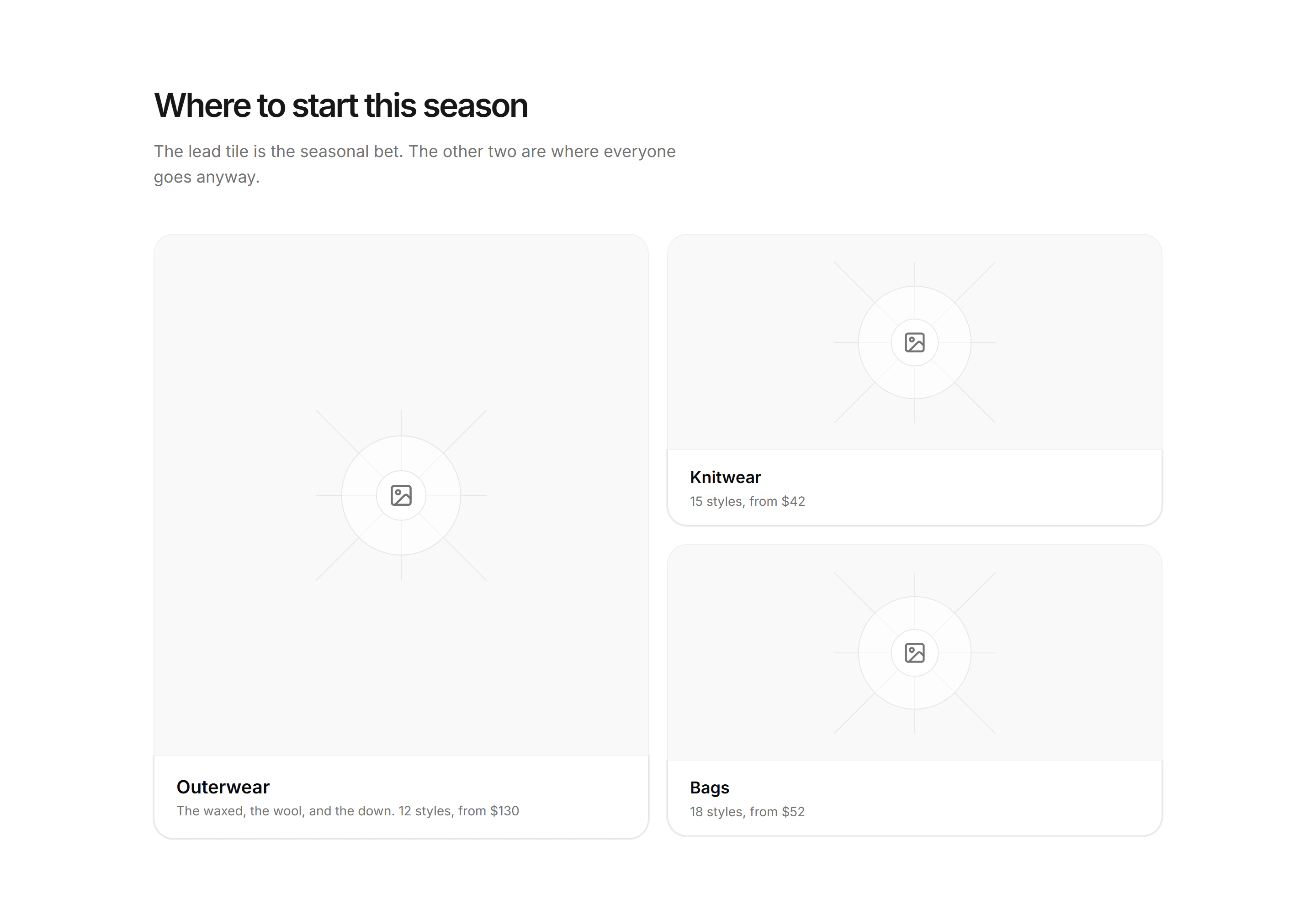 Ecommerce Category: Three Tile Feature