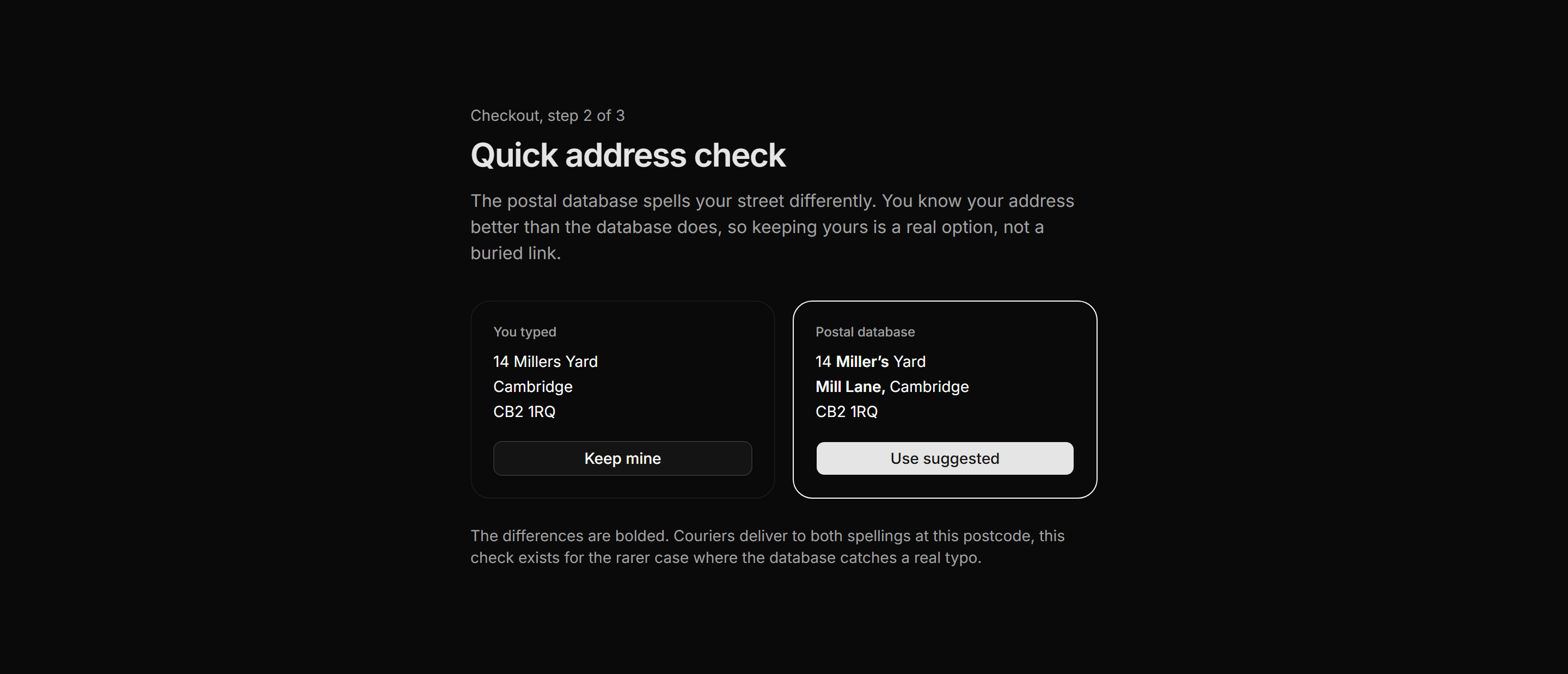 Ecommerce Checkout: Address Validation Helper