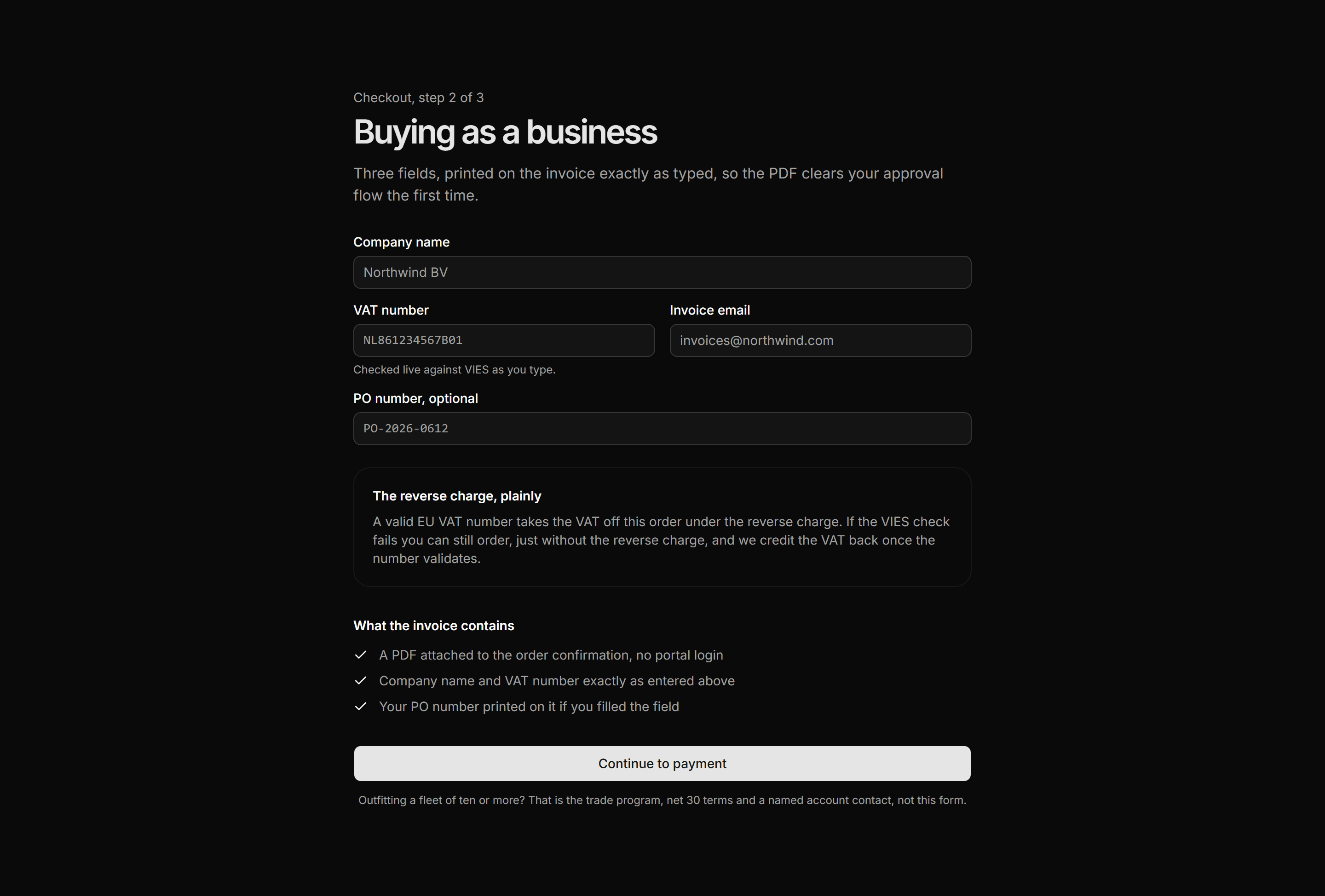 Ecommerce Checkout: Business Purchase Checkout