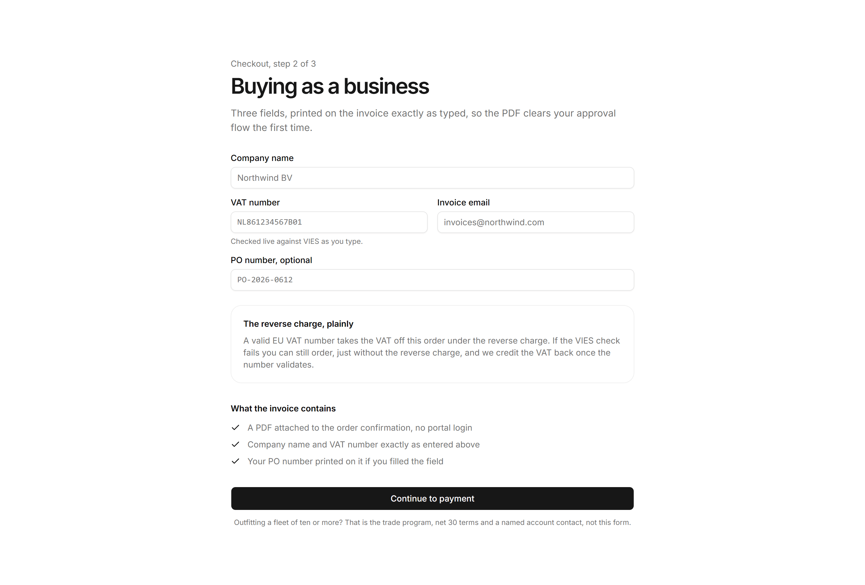 Ecommerce Checkout: Business Purchase Checkout