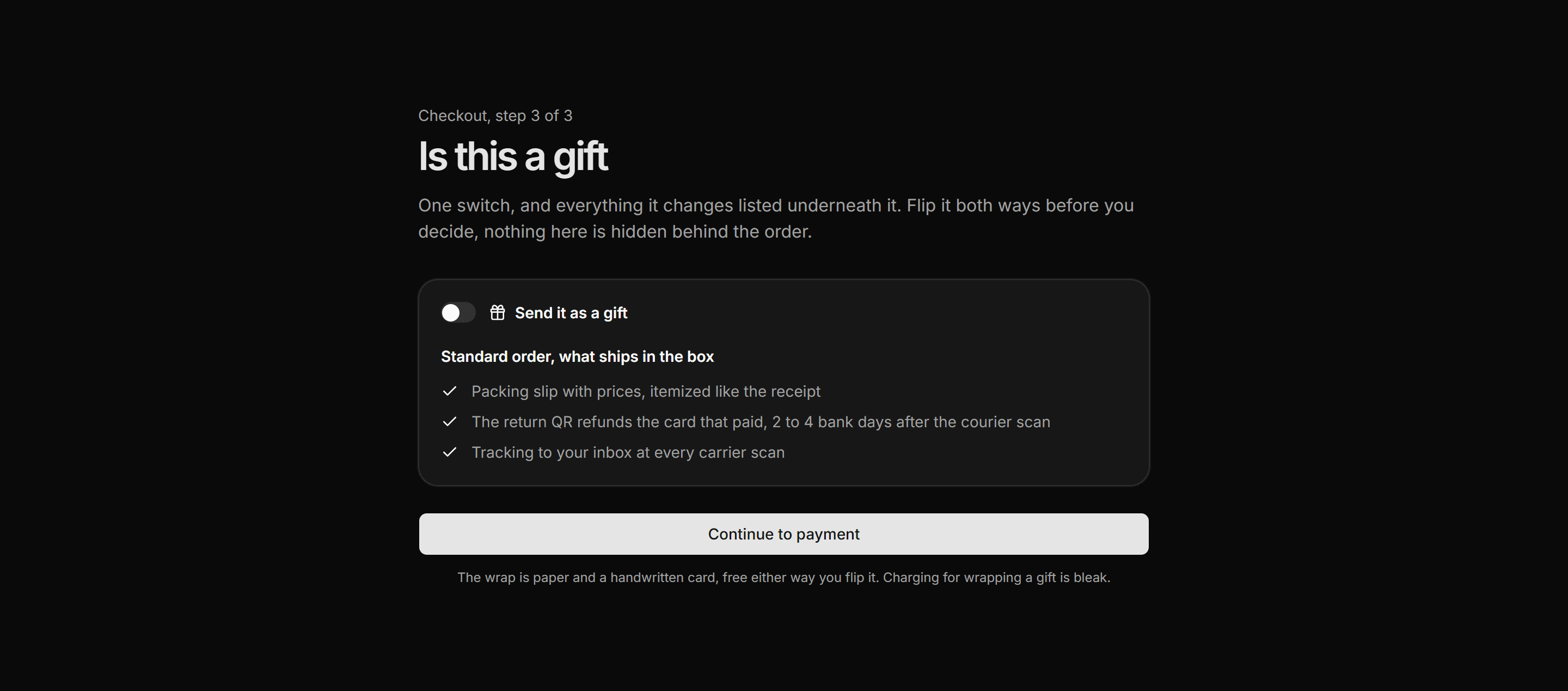Ecommerce Checkout: Gift Receipt Toggle Step