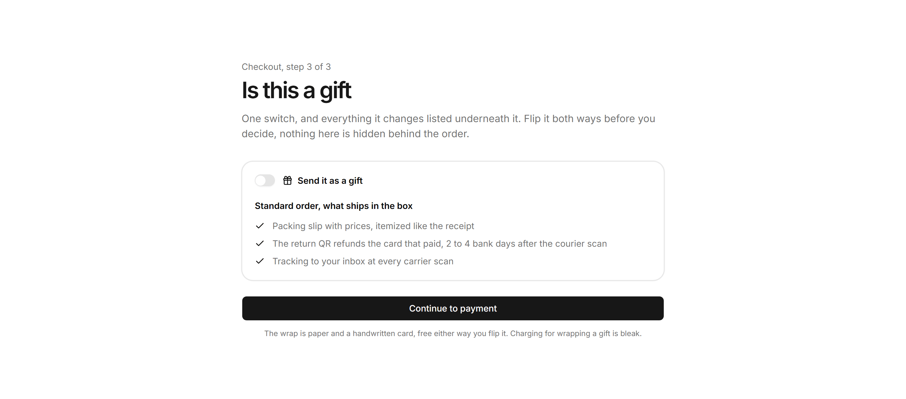 Ecommerce Checkout: Gift Receipt Toggle Step