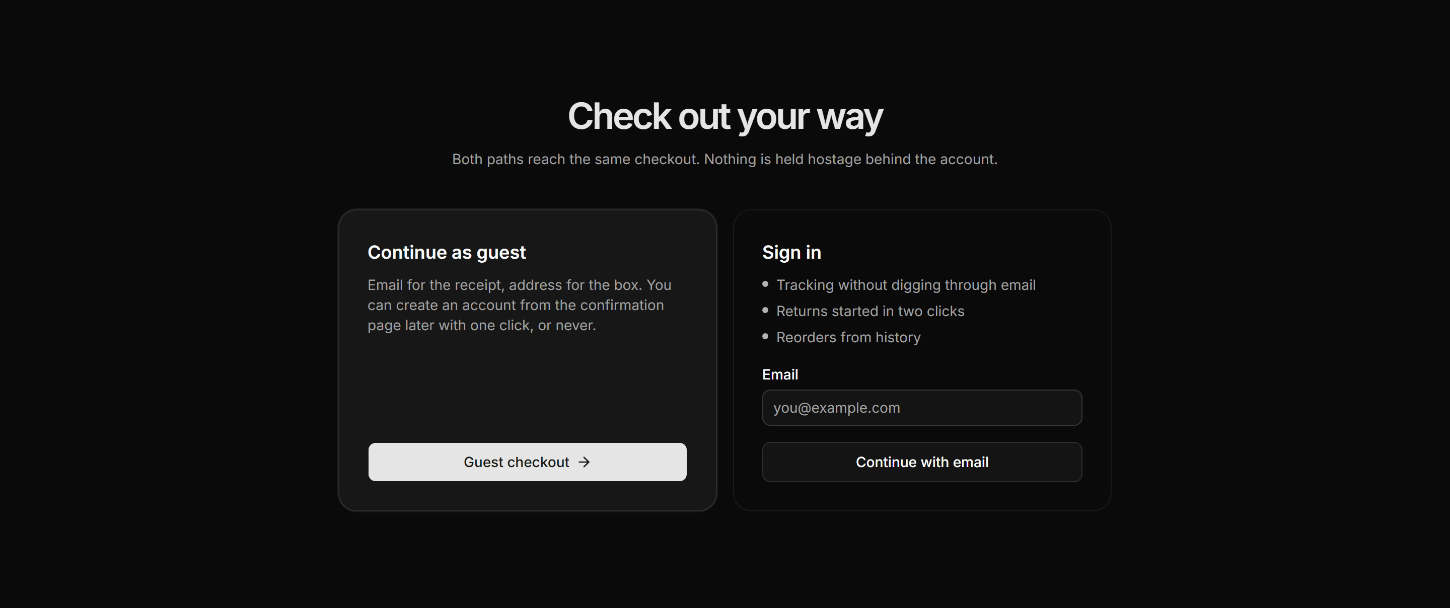 Ecommerce Checkout: Guest Or Account Choice