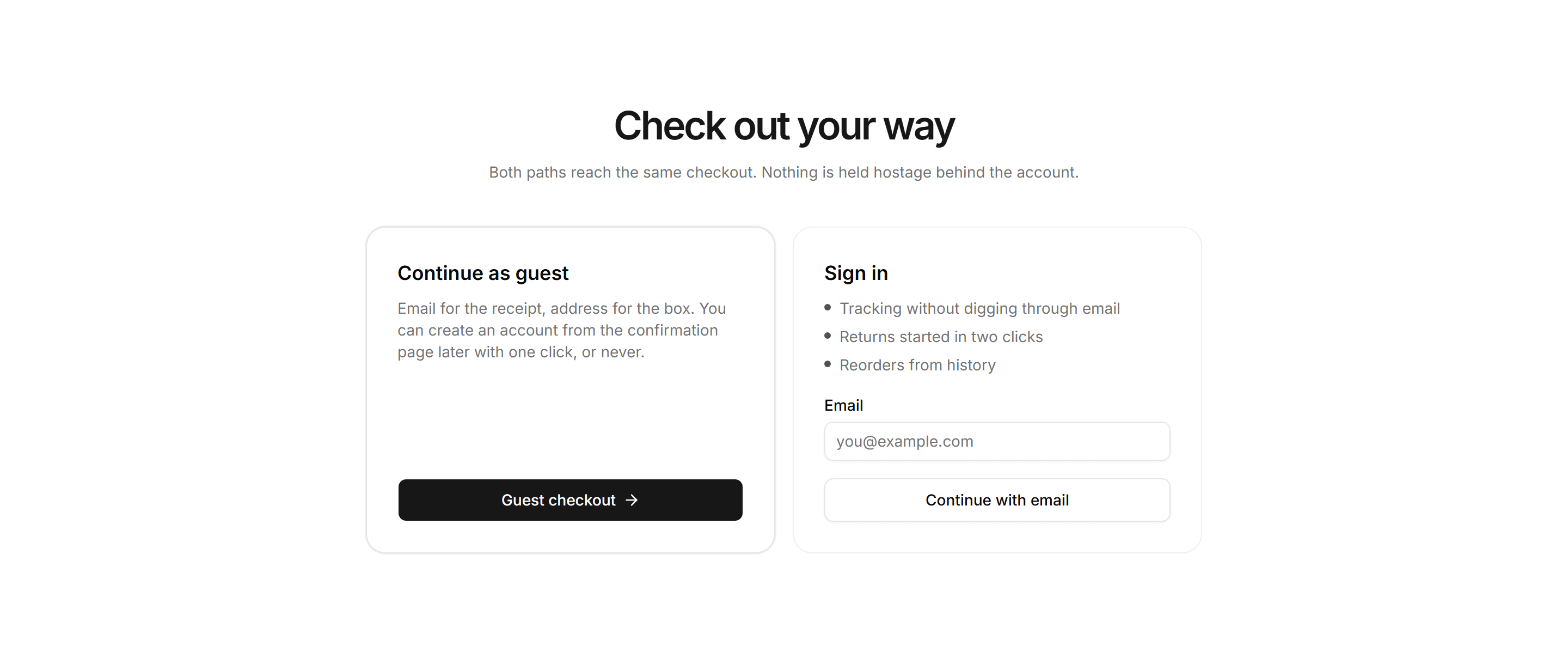 Ecommerce Checkout: Guest Or Account Choice
