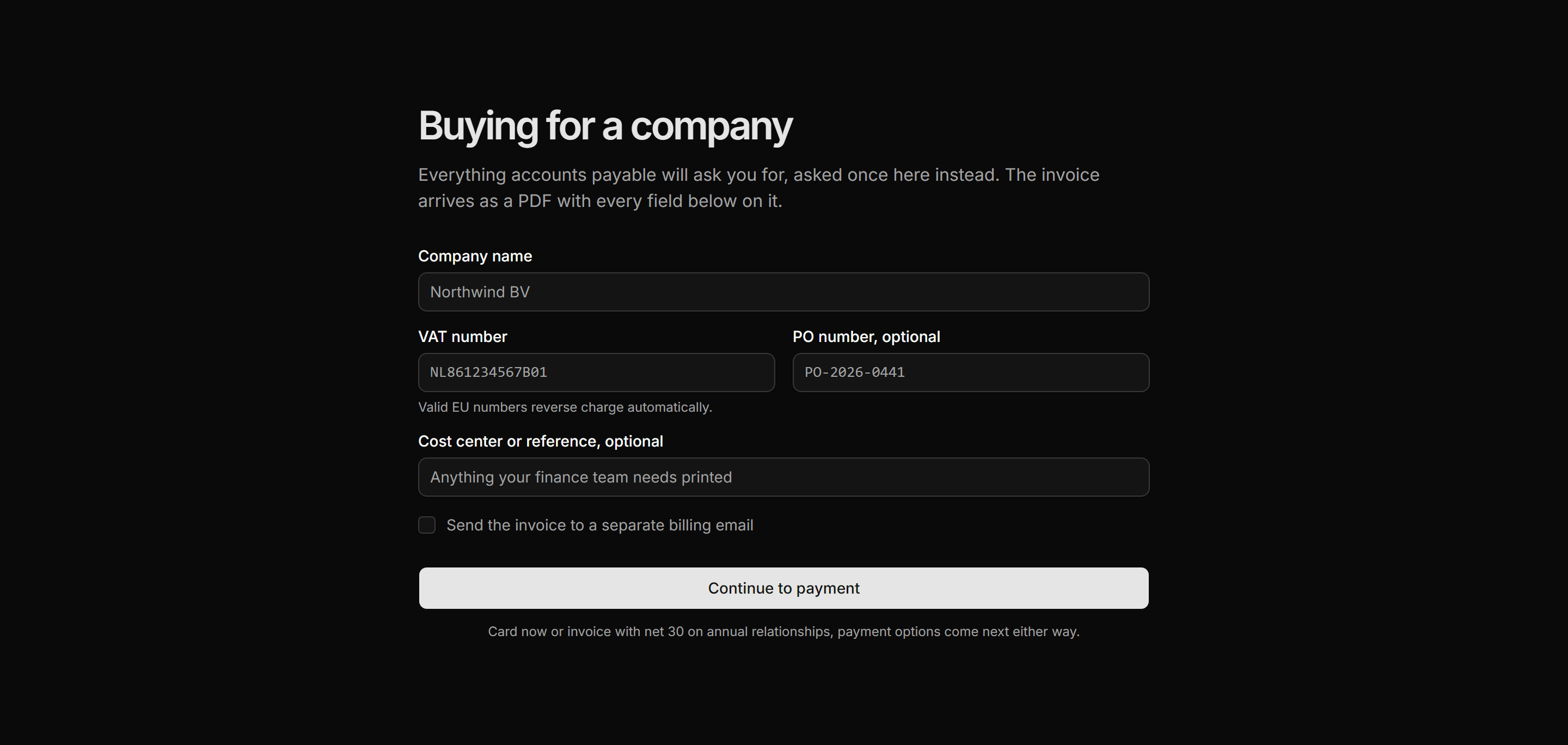 Ecommerce Checkout: Invoice Details Form